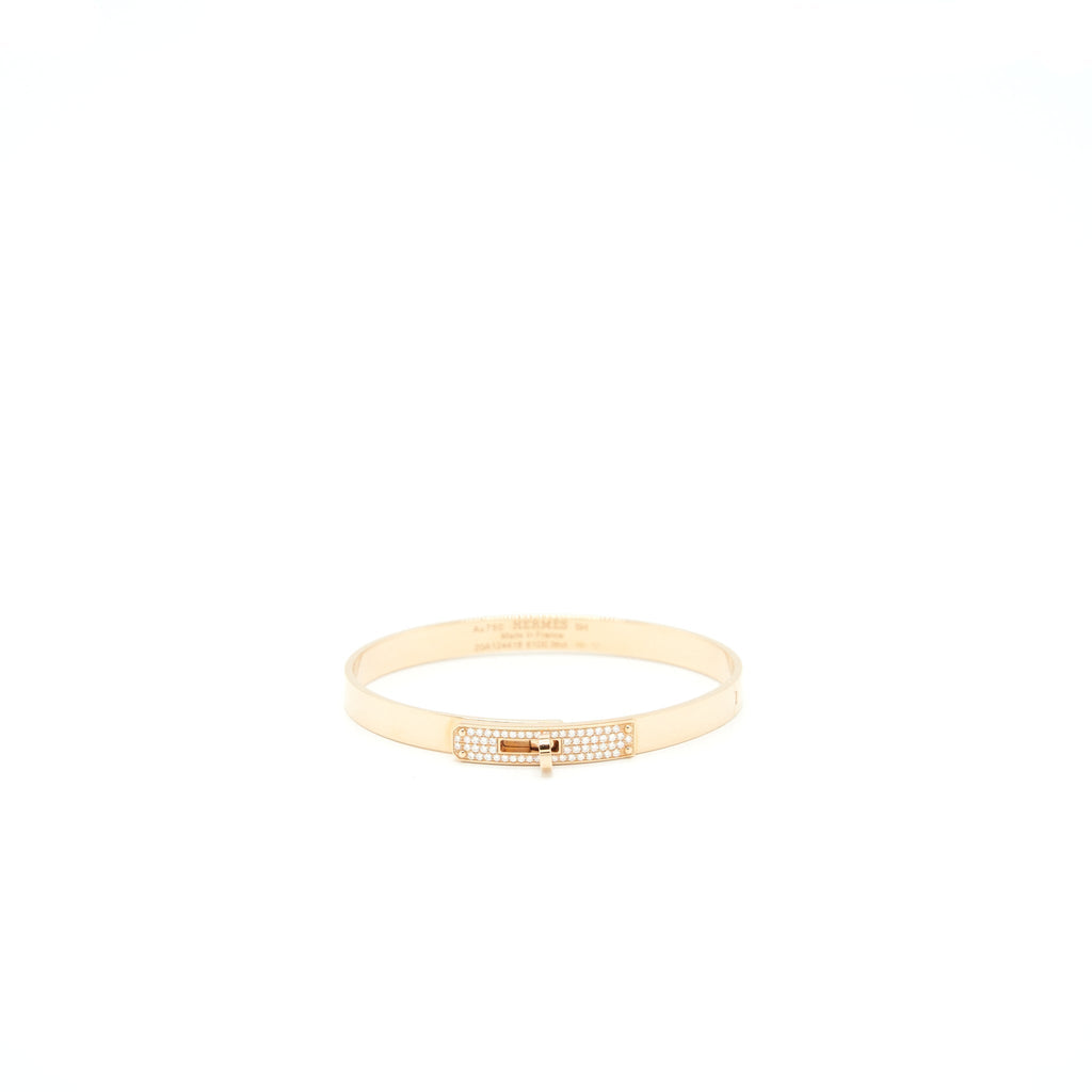 HERMES KELLY BRACELET SMALL MODE ROSE GOLD WITH DIAMONDS