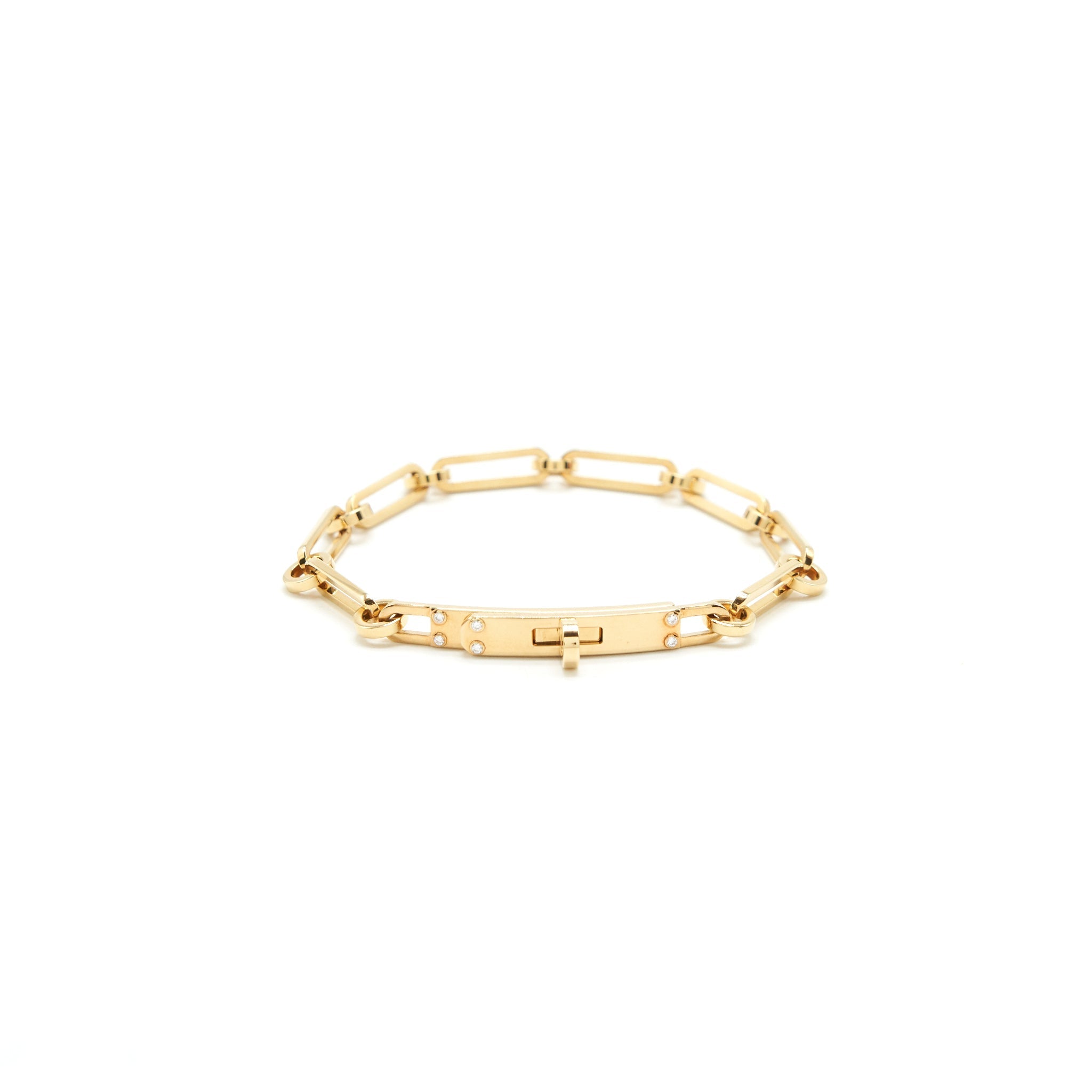 HERMES KELLY CHAIN BRACELET YELLOW GOLD WITH DIAMONDS