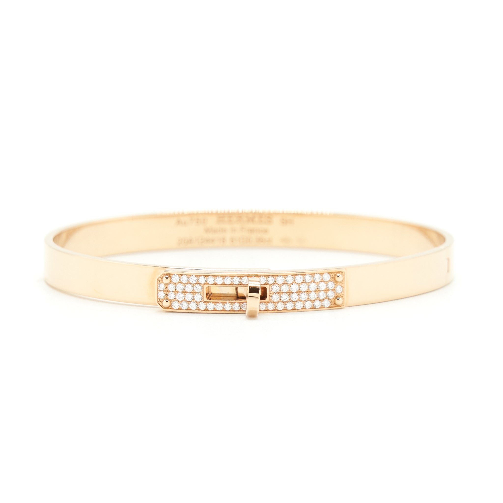HERMES KELLY BRACELET SMALL MODE ROSE GOLD WITH DIAMONDS