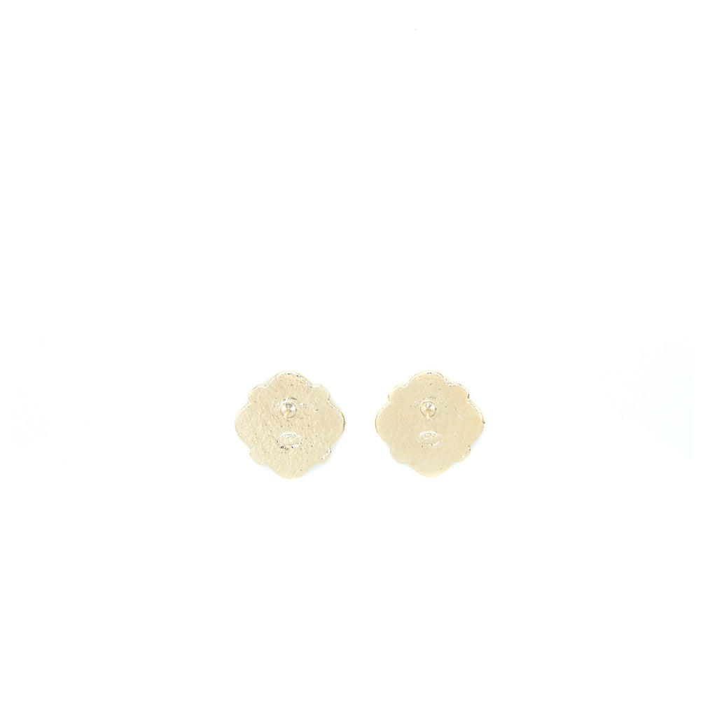 CHANEL HEART WITH CC LOGO EARRING GOLD TONE/ ENAMEL