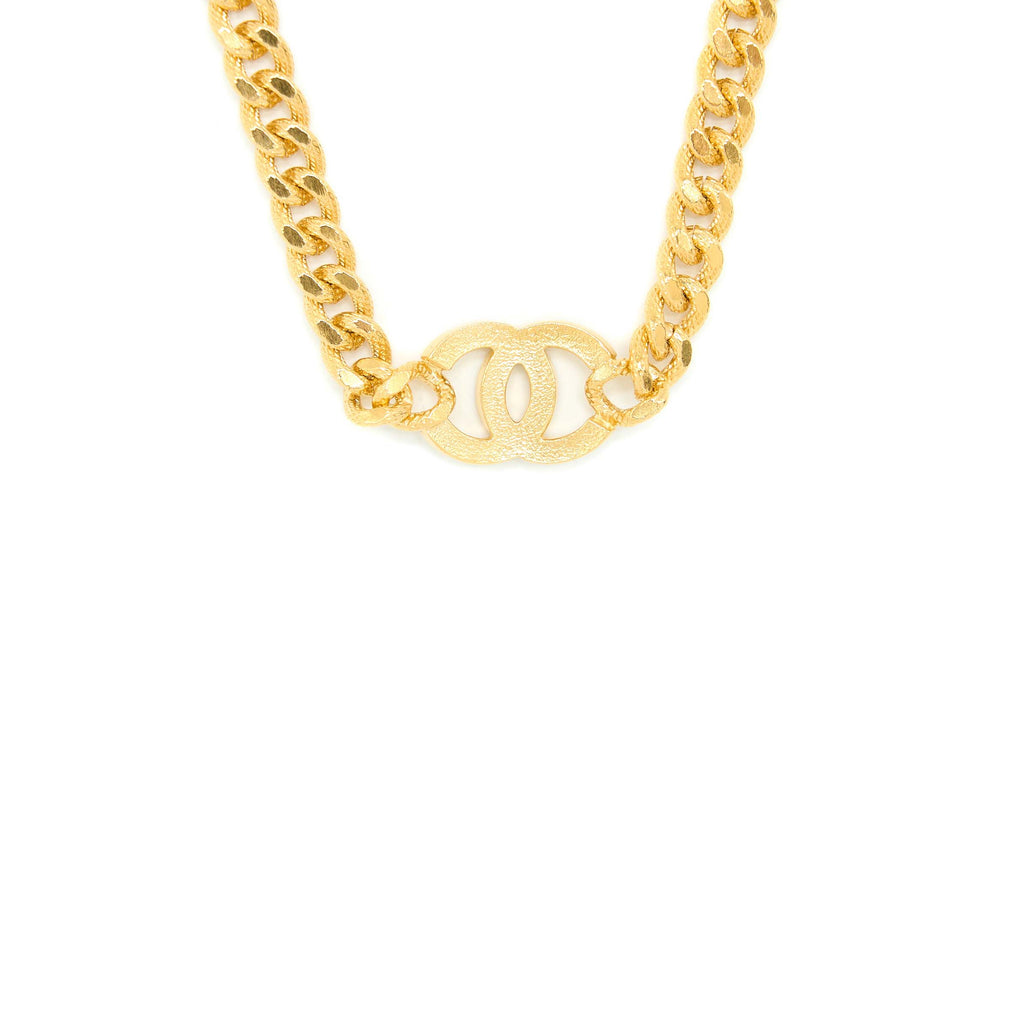 CHANEL CC LOGO CHOKER WITH CRYSTAL GOLD TONE