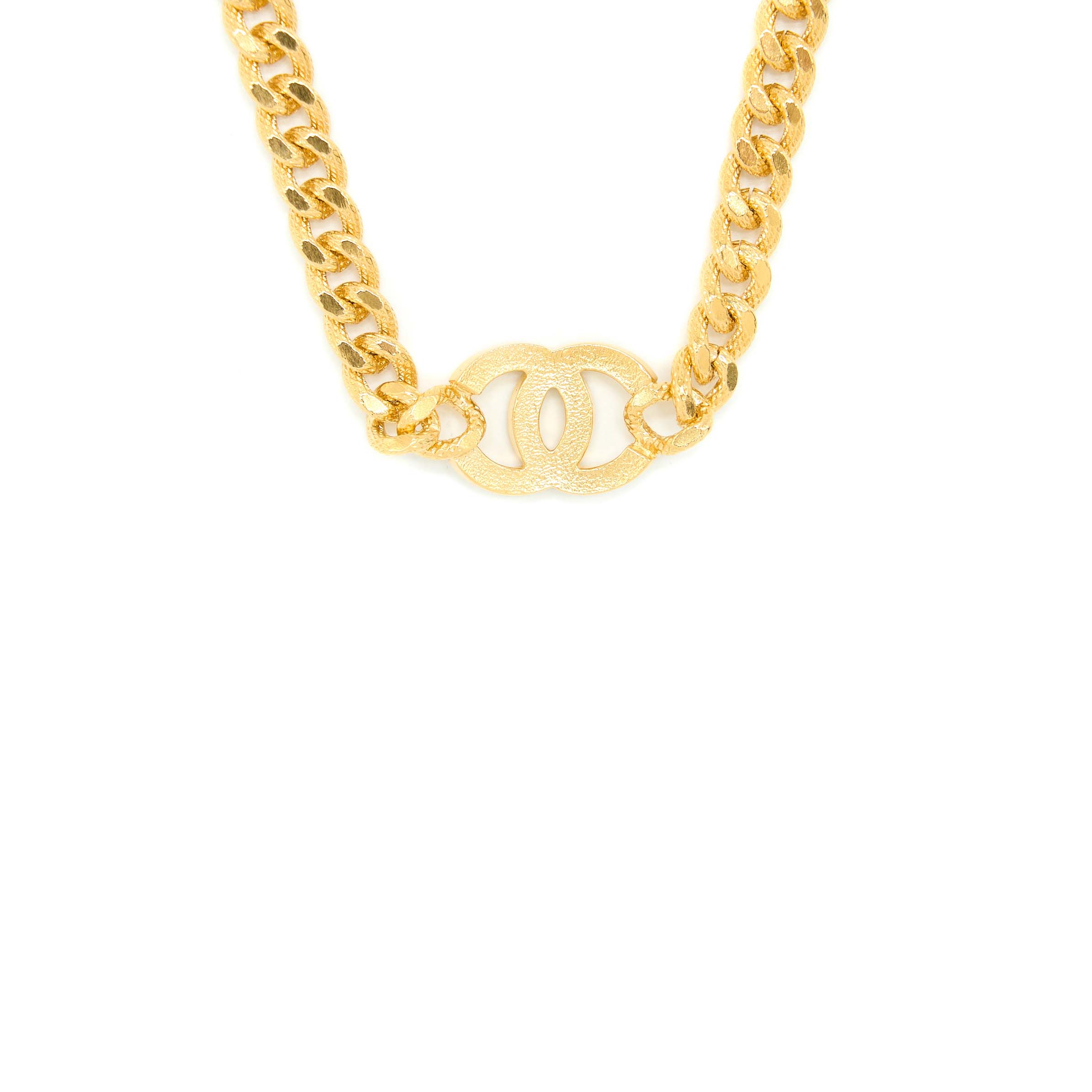 CHANEL CC LOGO CHOKER WITH CRYSTAL GOLD TONE