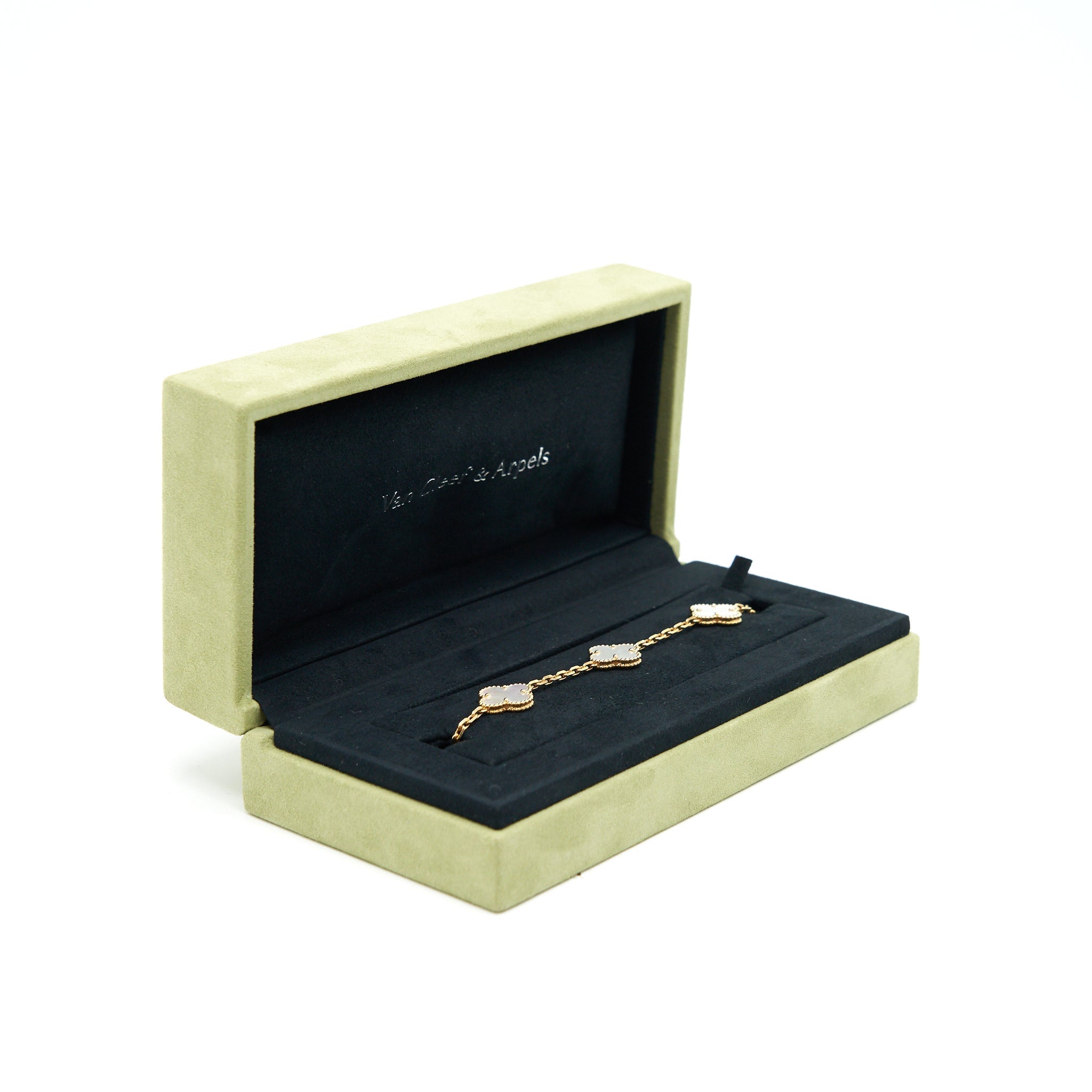 VAN CLEEF & ARPELS VINTAGE ALHAMBRA BRACELET 5 MOTIFS YELLOW GOLD, MOTHER OF PEARL