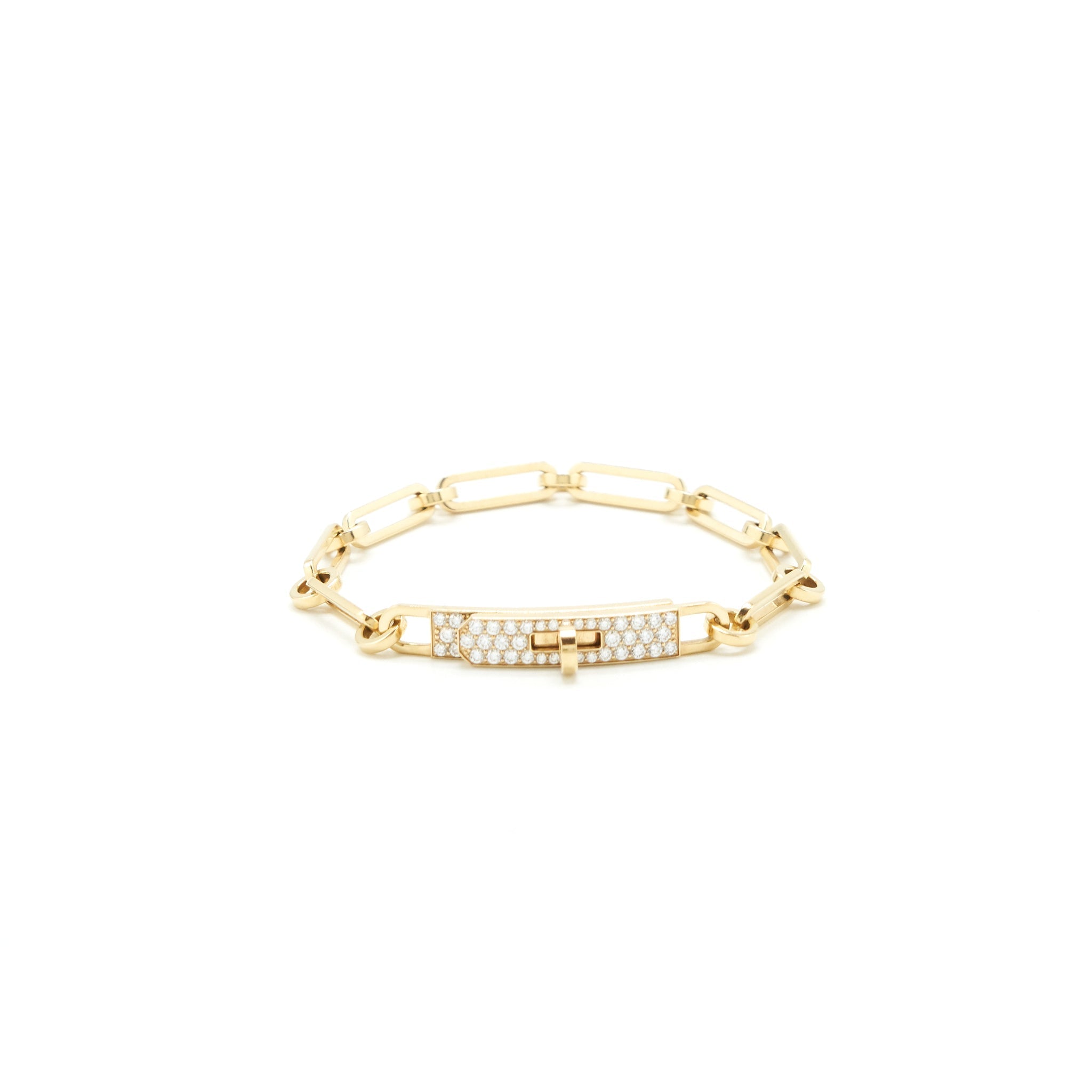 HERMES KELLY CHAIN BRACELET YELLOW GOLD WITH DIAMONDS
