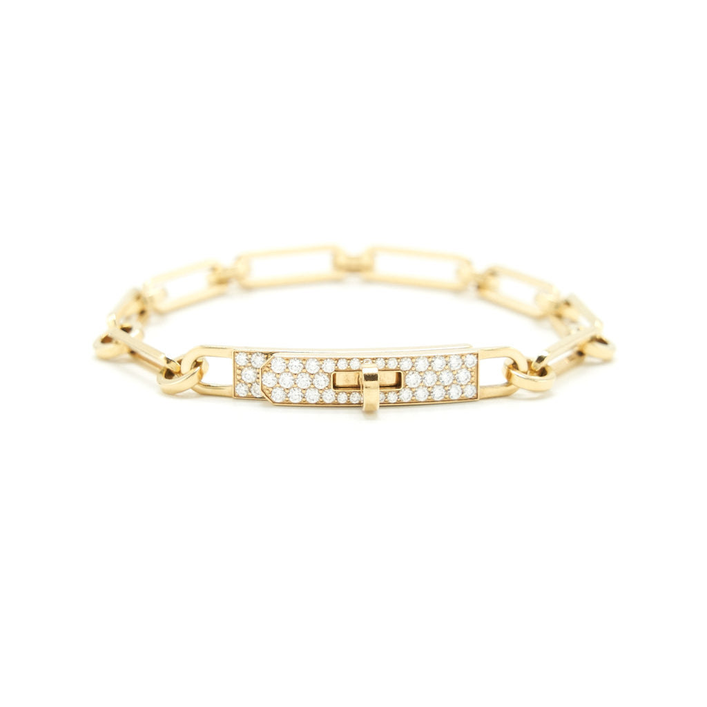 HERMES KELLY CHAIN BRACELET YELLOW GOLD WITH DIAMONDS
