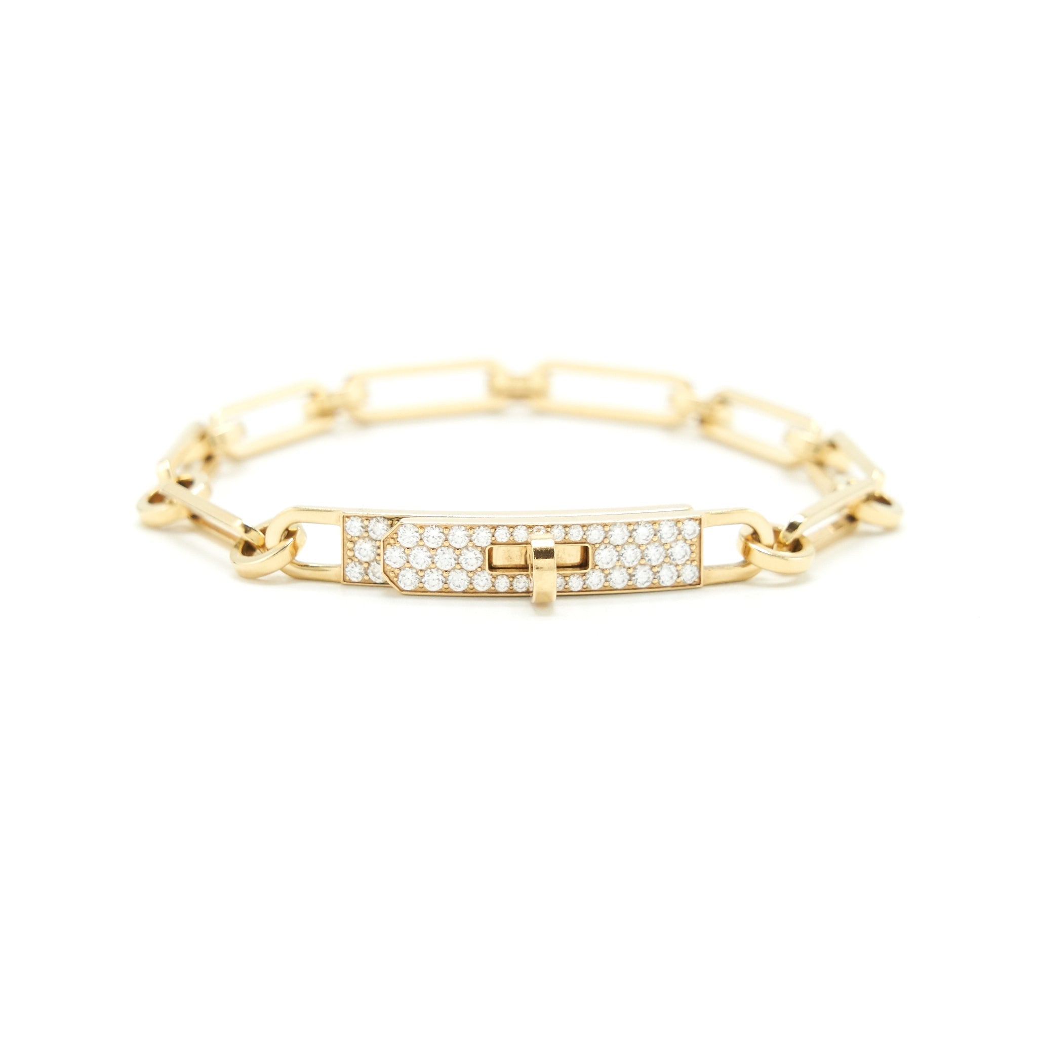 HERMES KELLY CHAIN BRACELET YELLOW GOLD WITH DIAMONDS