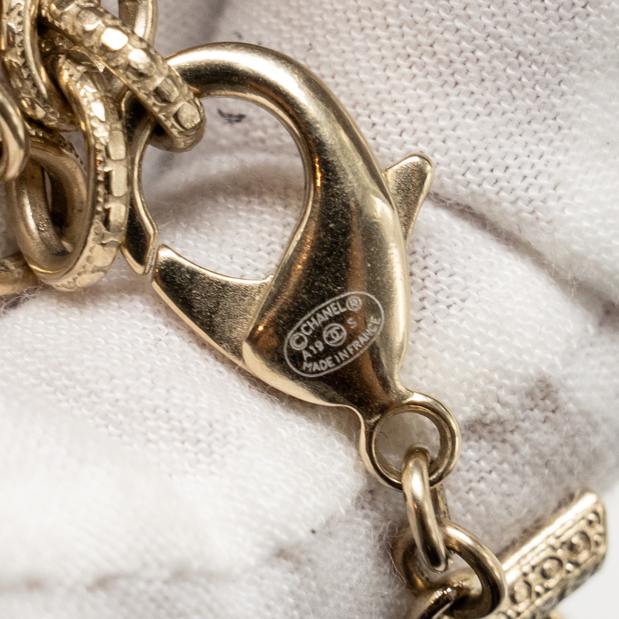 CHANEL CC LOGO DOUBLE CHAIN LONG NECKLACE PEARL/CRYSTAL MULTICOLOUR