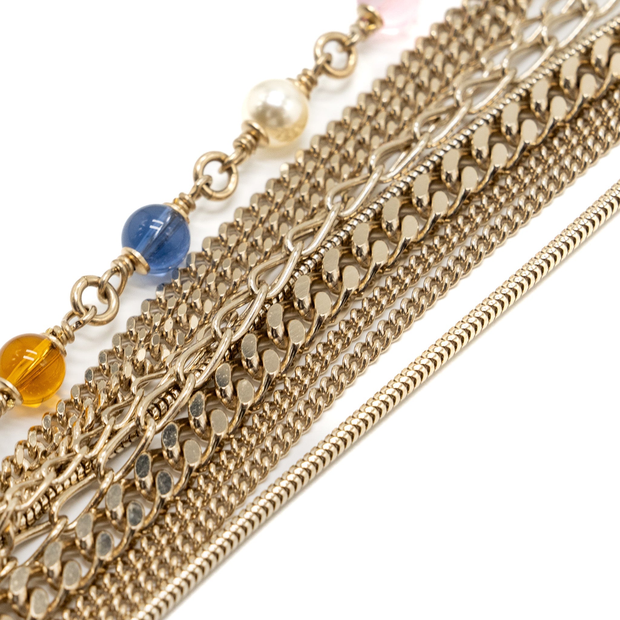 CHANEL 20B LONG NECKLACE MULTICOLOUR LIGHT GOLD TONE