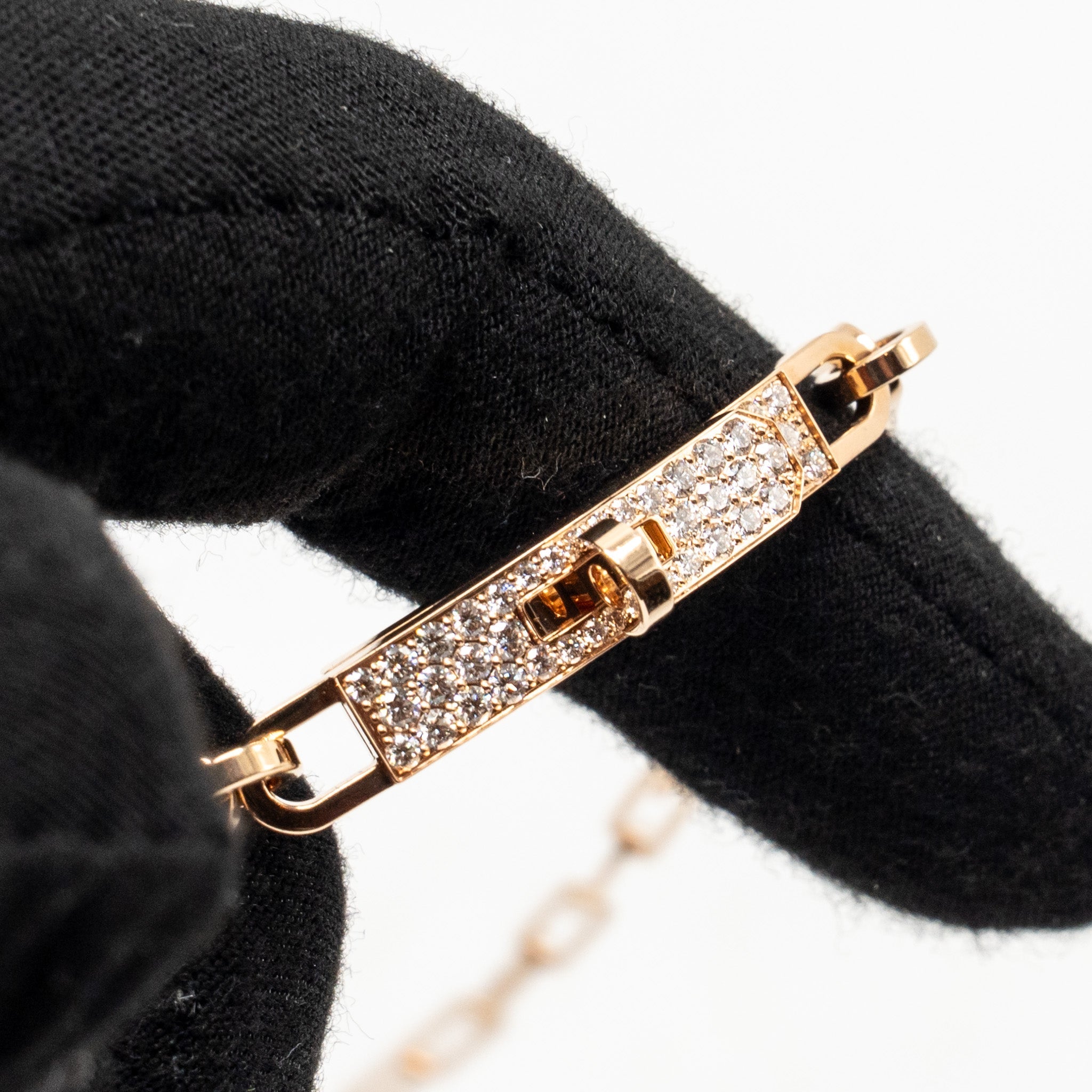 HERMES KELLY CHAIN CHOCKER/DOUBLE BRACELET ROSE GOLD, DIAMONDS