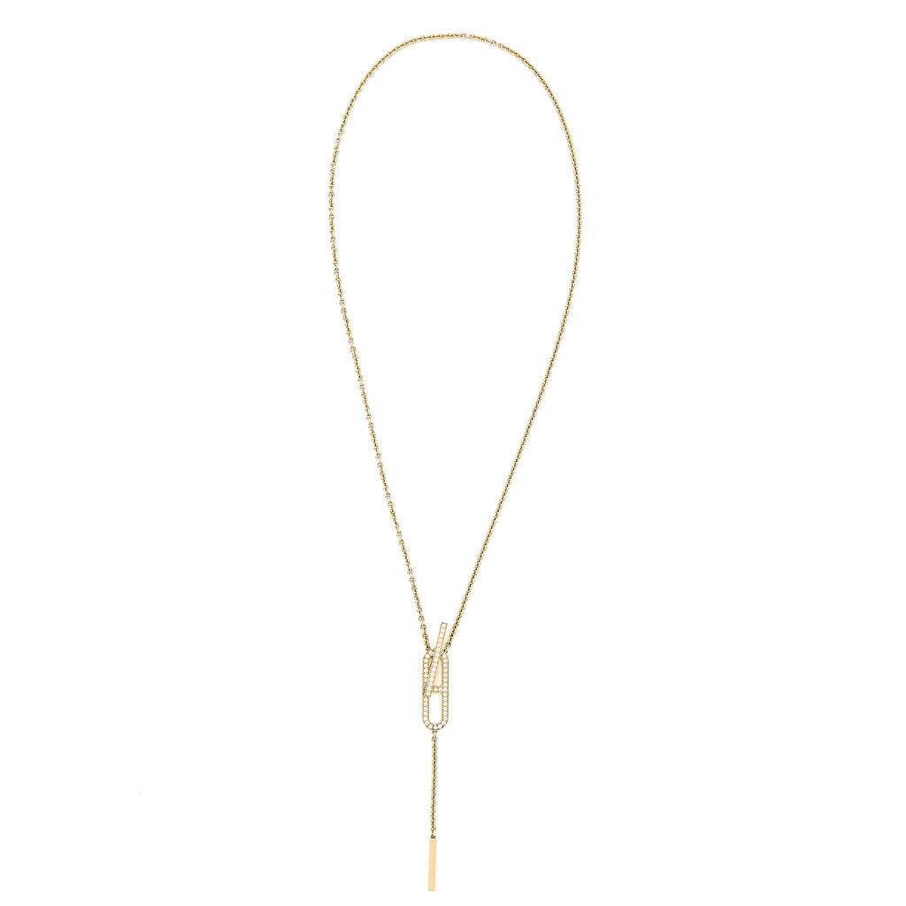 HERMES EVER CHAINE D’ANCRE LARIAT NECKLACE ROSE GOLD WITH DIAMONDS