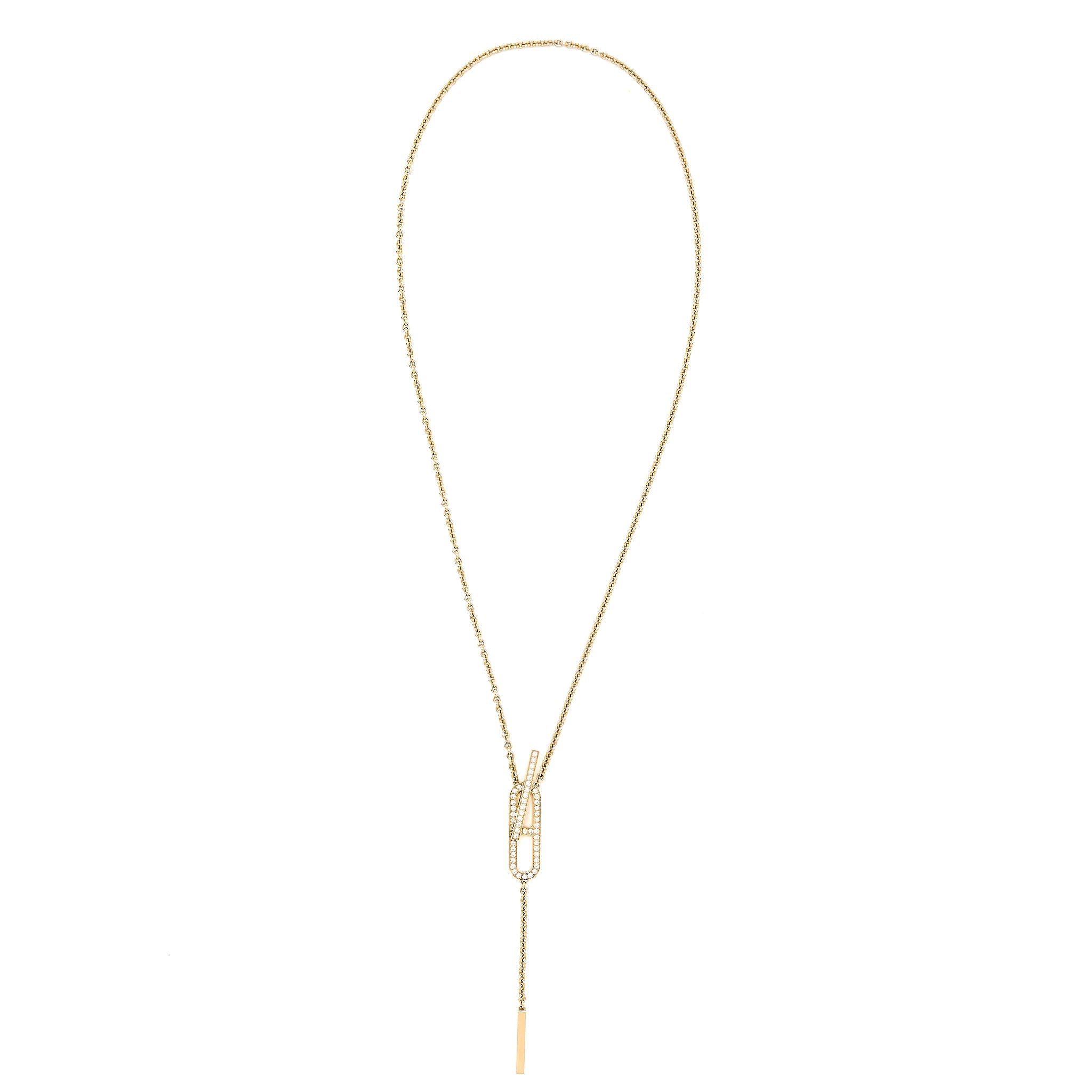 HERMES EVER CHAINE D’ANCRE LARIAT NECKLACE ROSE GOLD WITH DIAMONDS