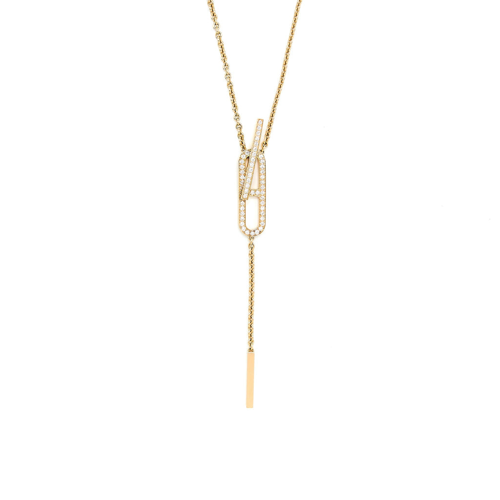 HERMES EVER CHAINE D’ANCRE LARIAT NECKLACE ROSE GOLD WITH DIAMONDS