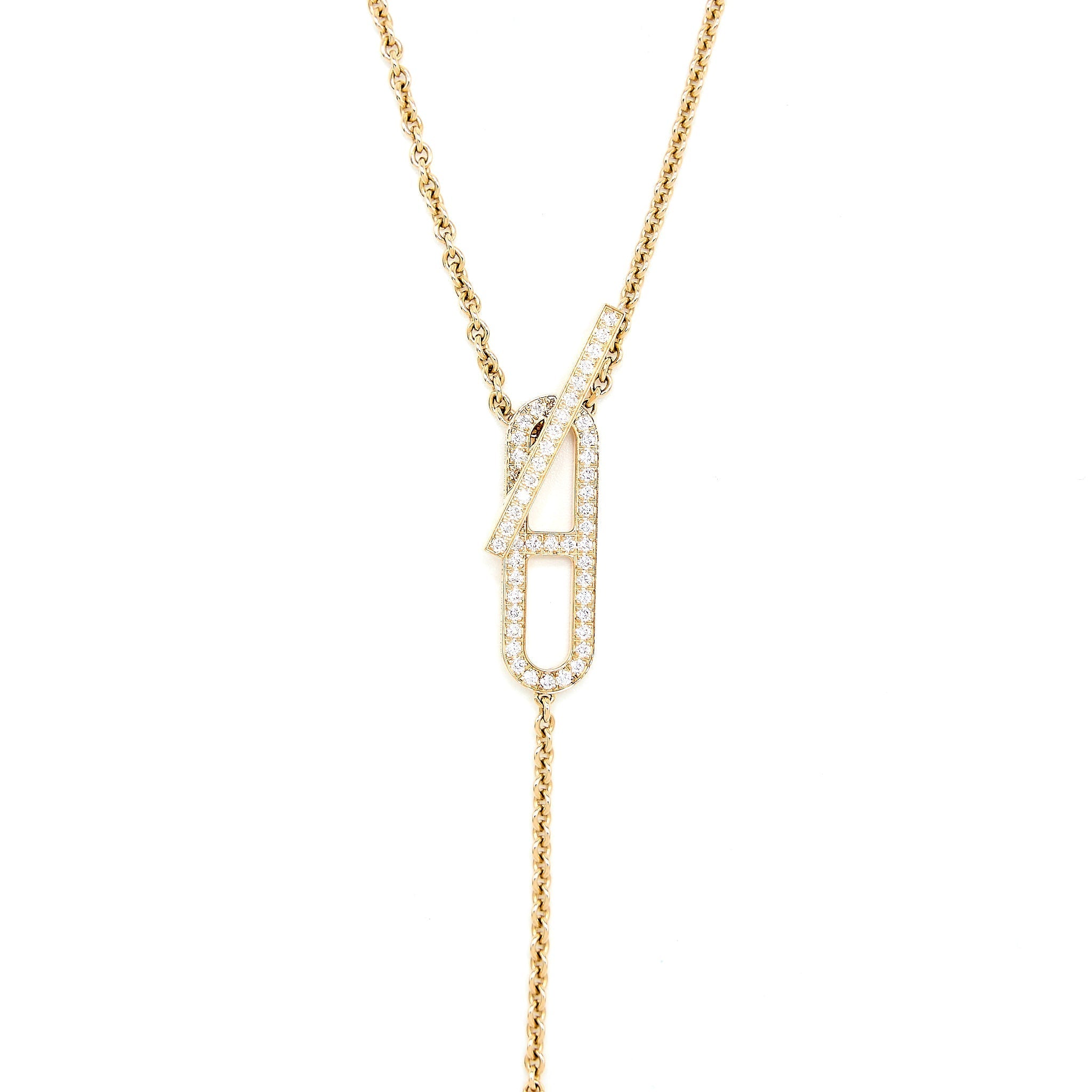 HERMES EVER CHAINE D’ANCRE LARIAT NECKLACE ROSE GOLD WITH DIAMONDS