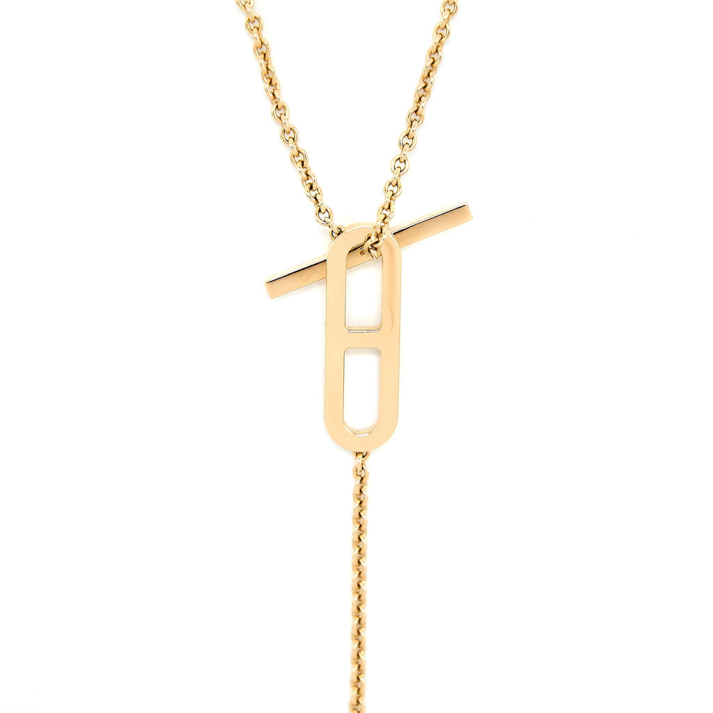 HERMES EVER CHAINE D’ANCRE LARIAT NECKLACE ROSE GOLD WITH DIAMONDS