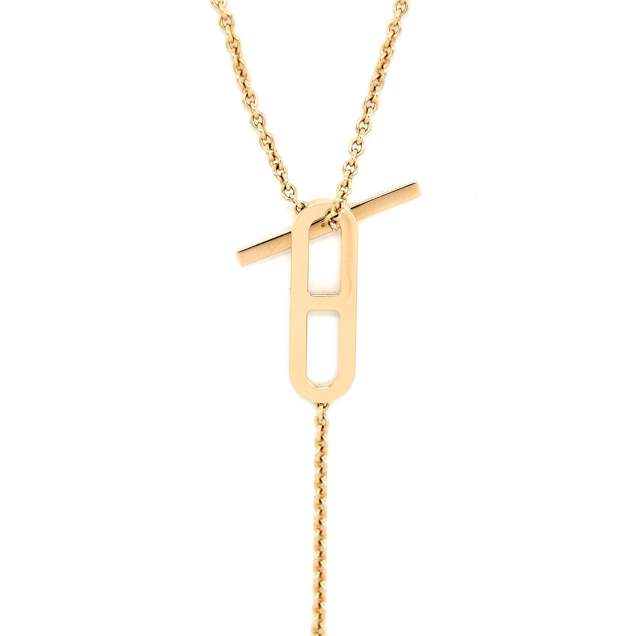 HERMES EVER CHAINE D’ANCRE LARIAT NECKLACE ROSE GOLD WITH DIAMONDS