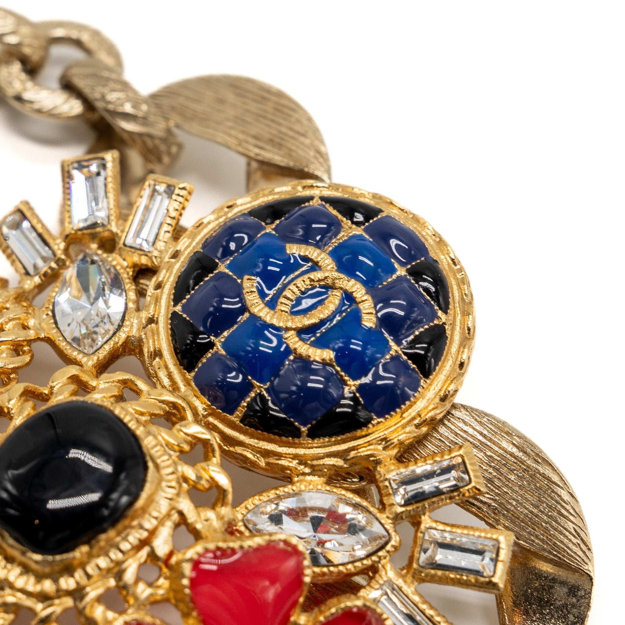 CHANEL 20A MULTICOLOUR WIDE BRACELET LIGHT GOLD TONE