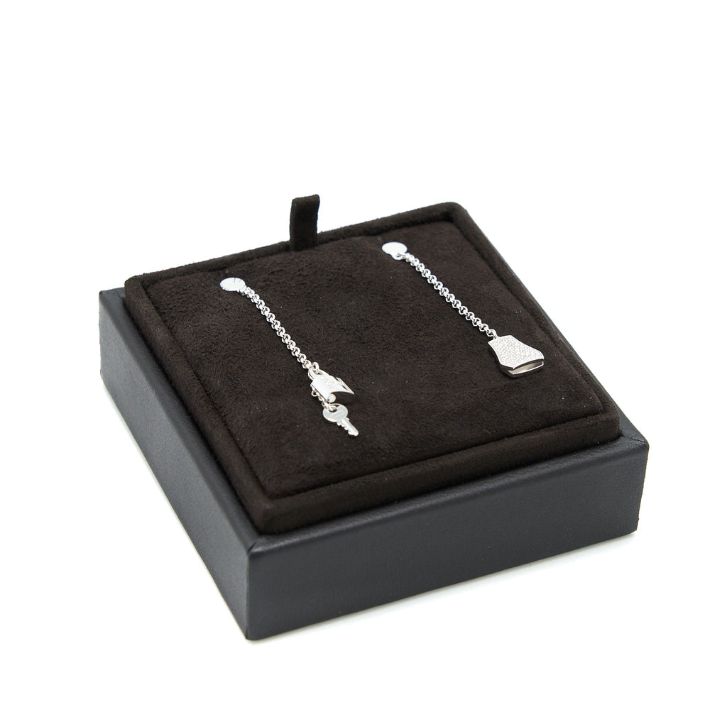 HERMES KELLY CLOCHETTE EARRINGS WHITE GOLD WITH DIAMONDS
