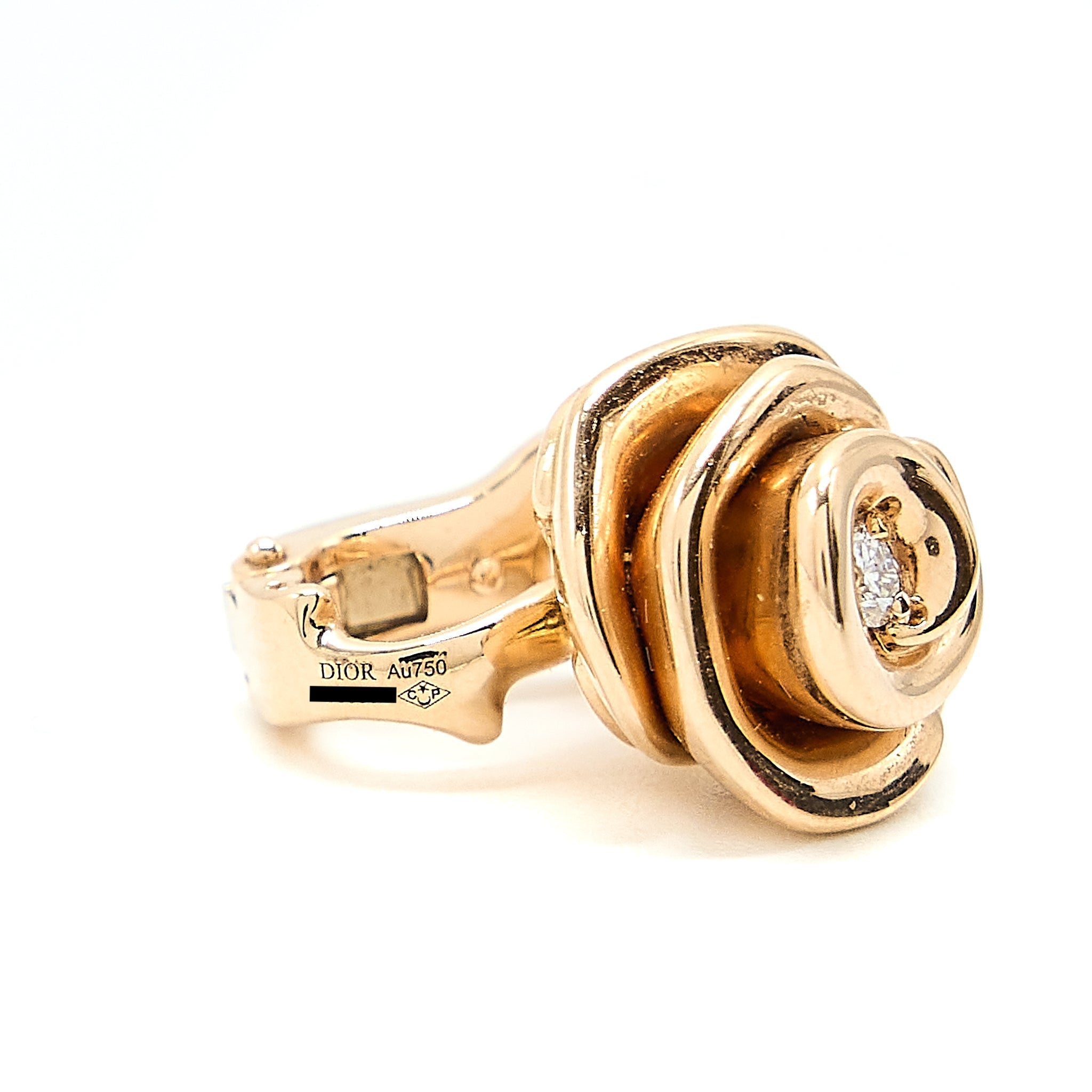 DIOR LARGE ROSE DIOR COUTURE EARRINGS WITH DIAMONDS ROSE GOLD TONE