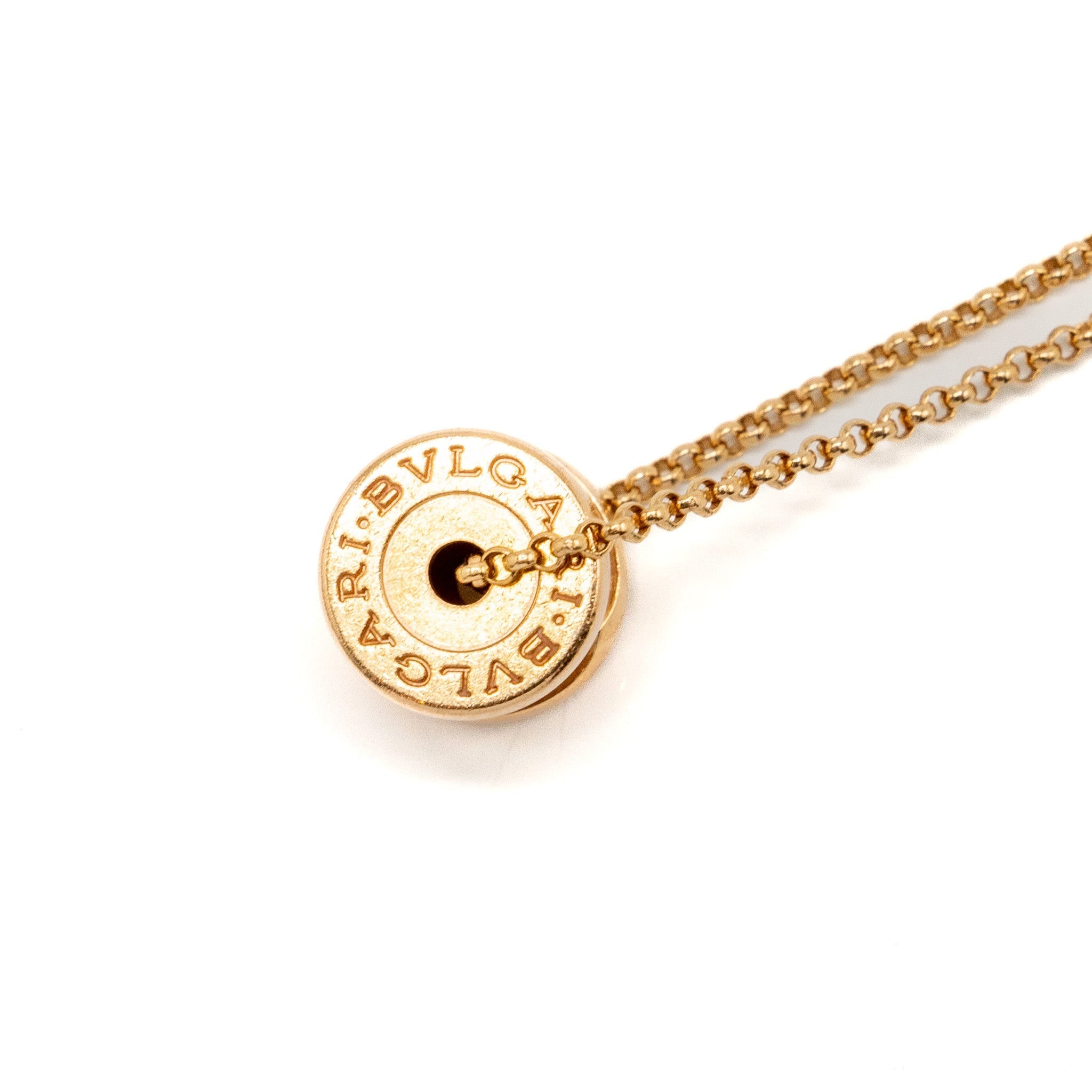 BVLGARI MINI B ZERO NECKLACE ROSE GOLD PAVED DIAMONDS