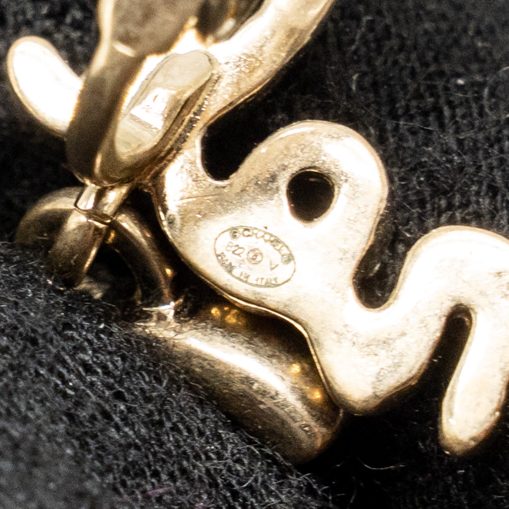CHANEL LETTER AND CC DROP EAR CLIP LIGHT GOLD TONE