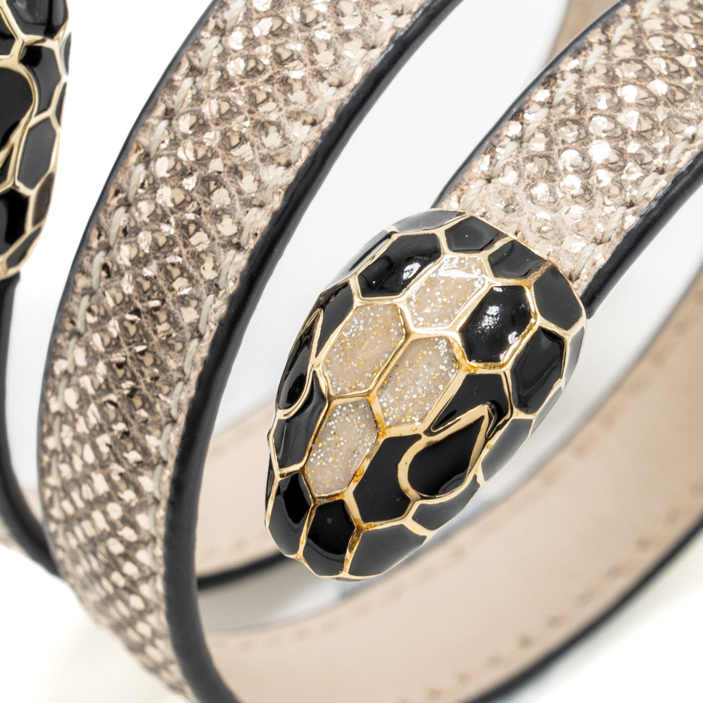 BVLGARI SERPENTI FOREVER BRACELET KARUNG LEATHER/ BEIGE LIGHT GOLD TONE