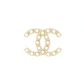 CHANEL CC LOGO WITH PEARL BROOCH LIGHT GOLD TONE