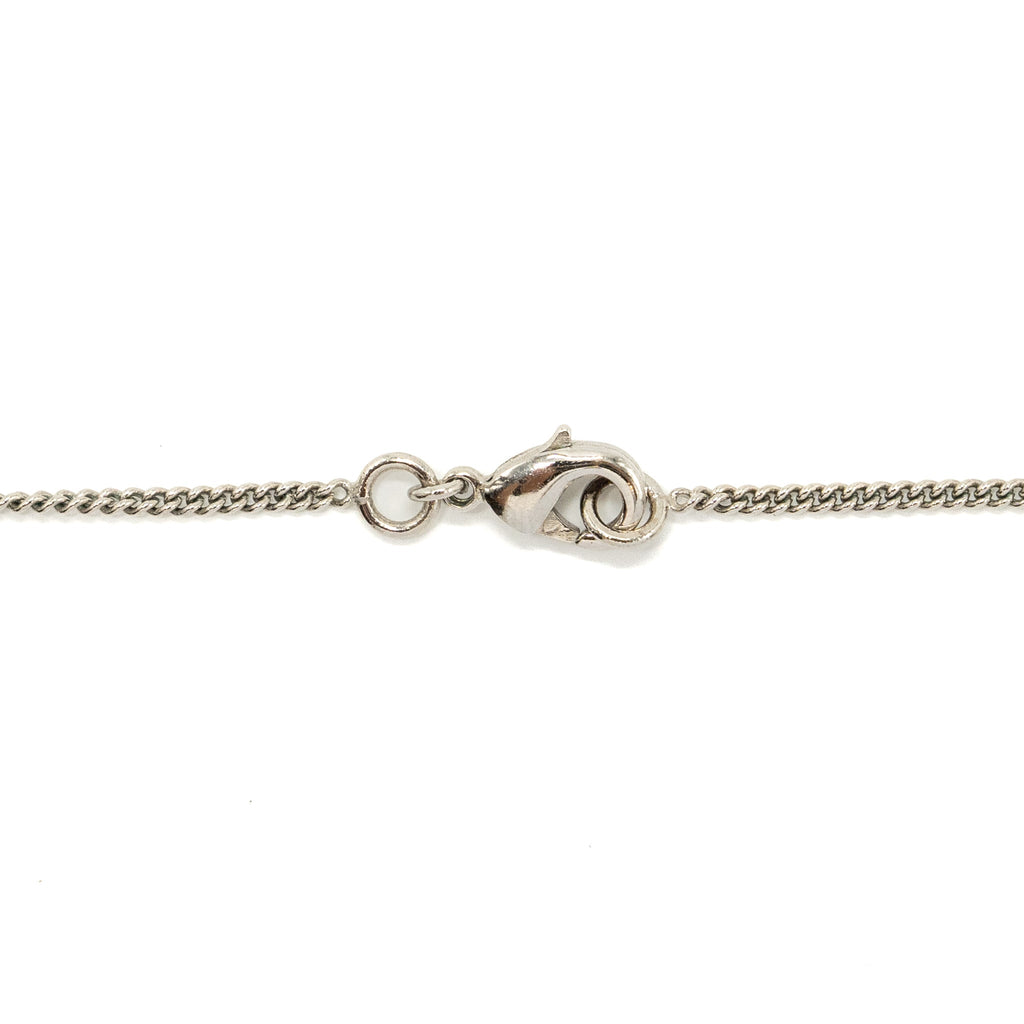 CHANEL CC LOGO NECKLACE CRYSTAL SILVER TONE