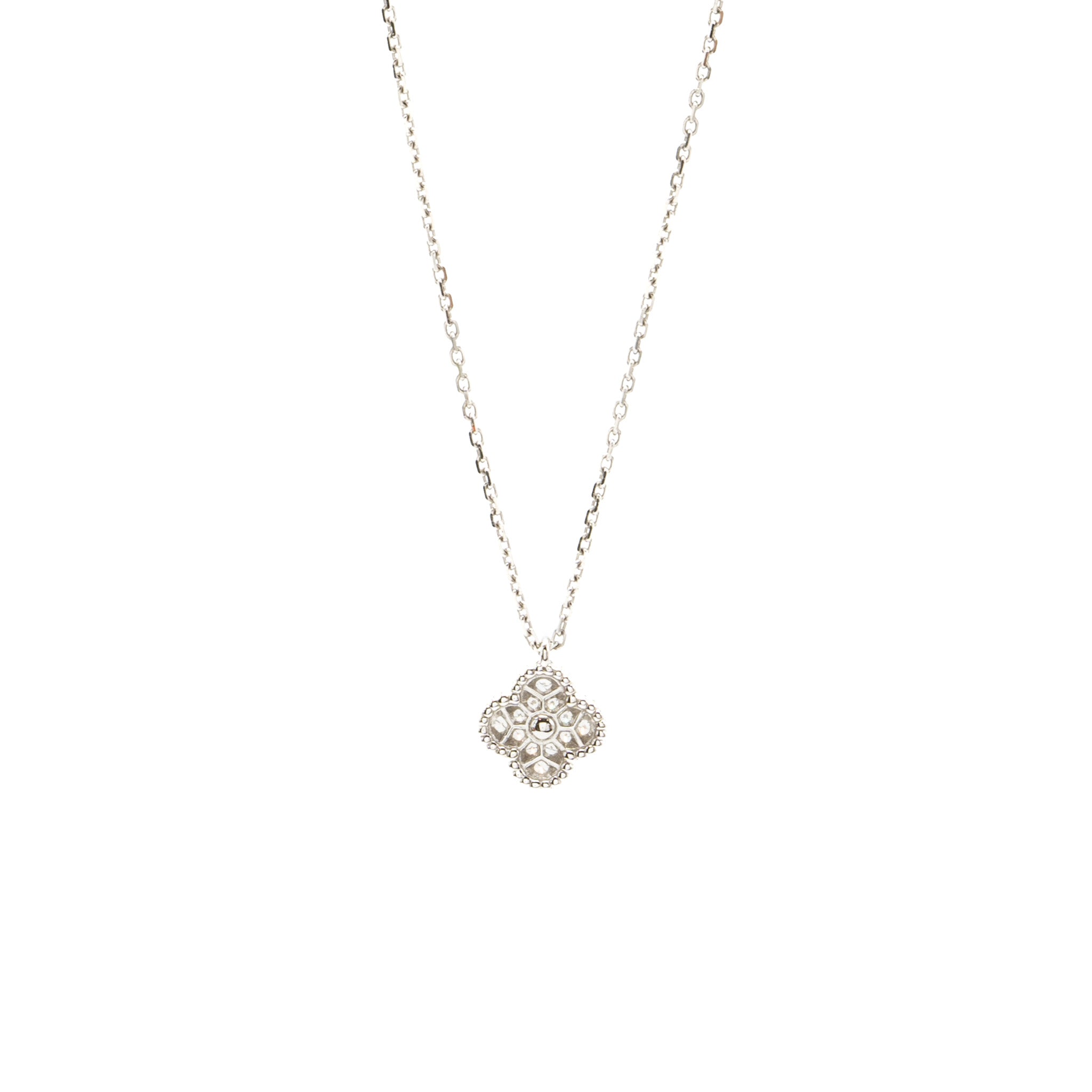 VAN CLEEF & ARPELS SWEET ALHAMBRA PENDANT WHITE GOLD DIAMONDS