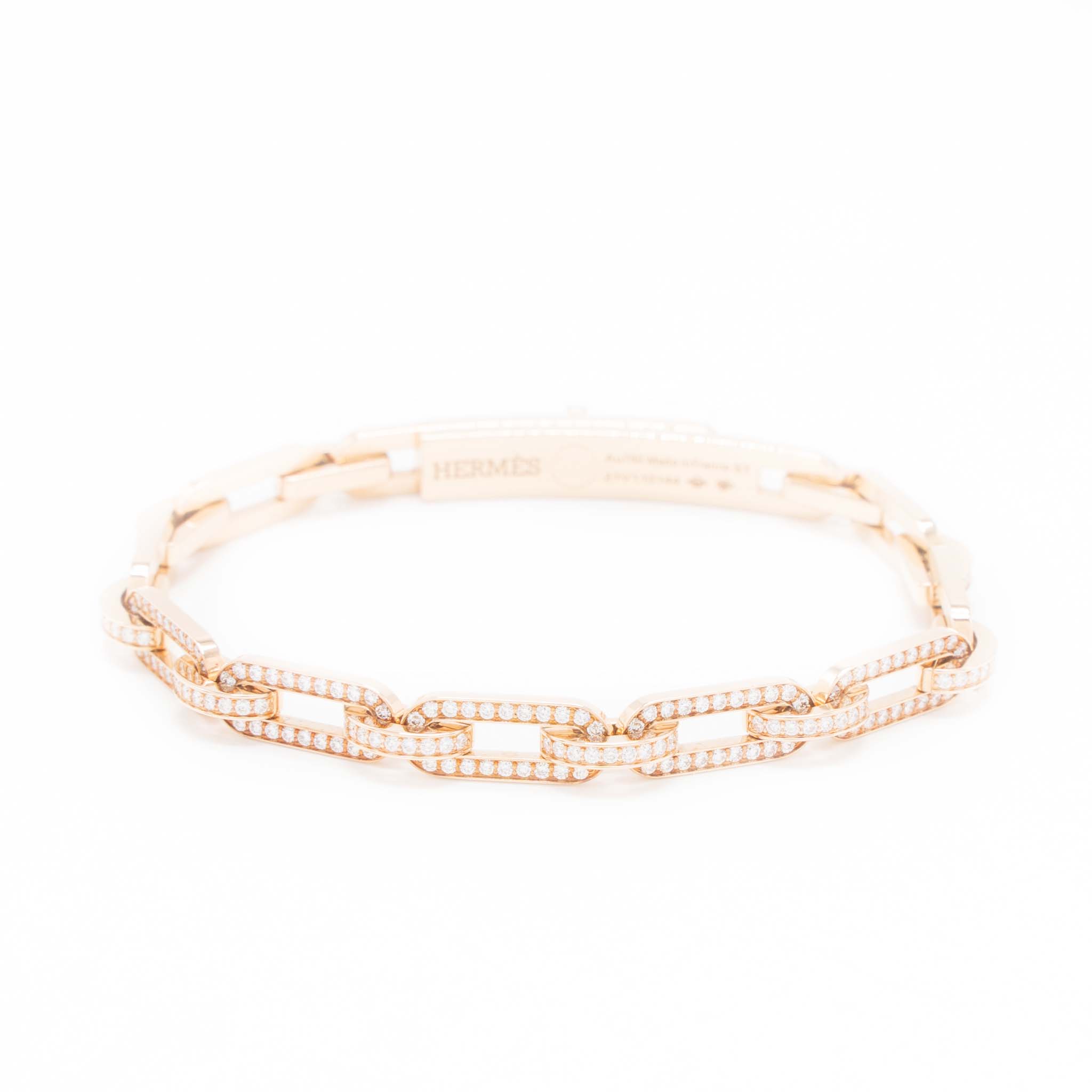 HERMES KELLY CHAIN BRACELET ROSE GOLD FULL DIAMONDS