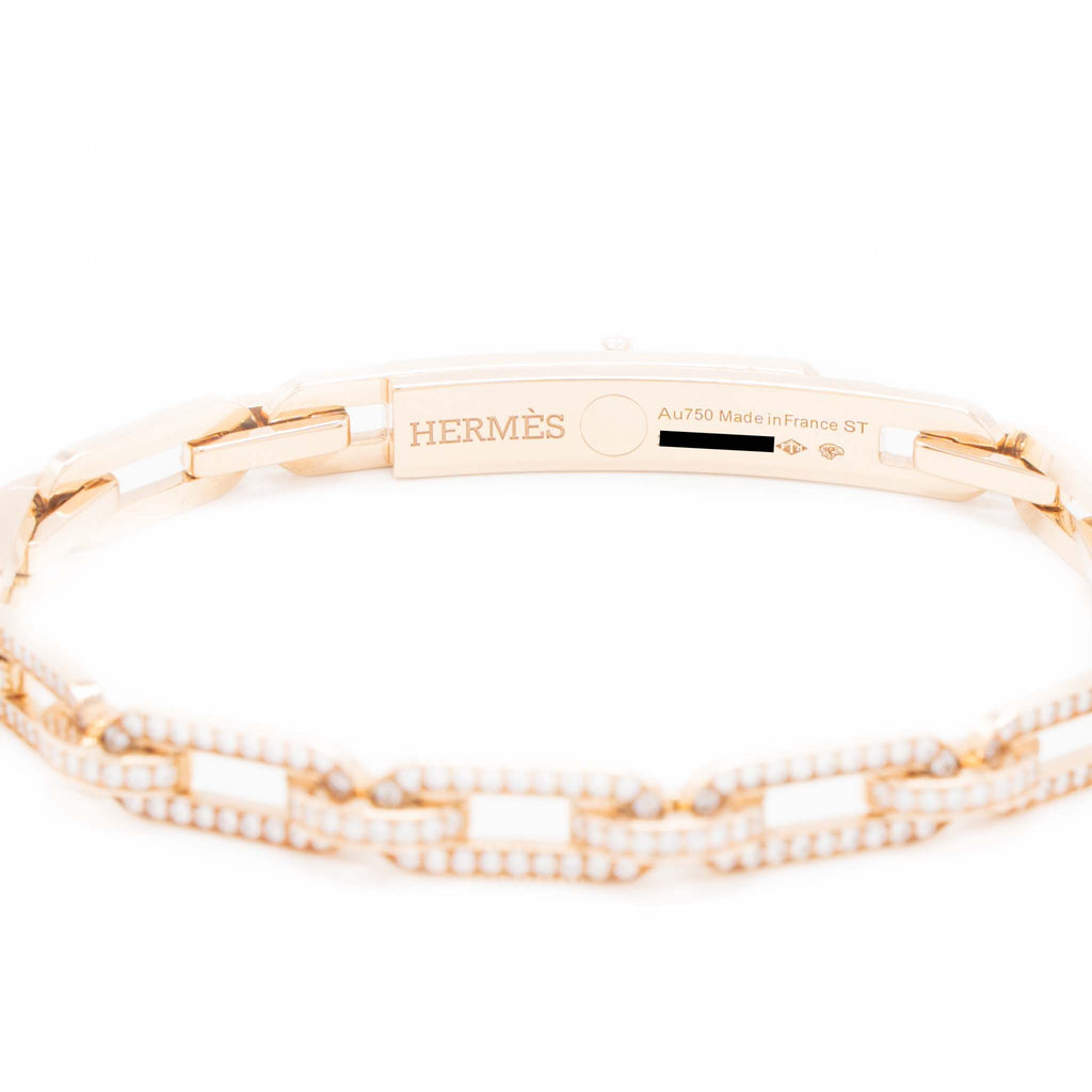 HERMES KELLY CHAIN BRACELET ROSE GOLD FULL DIAMONDS