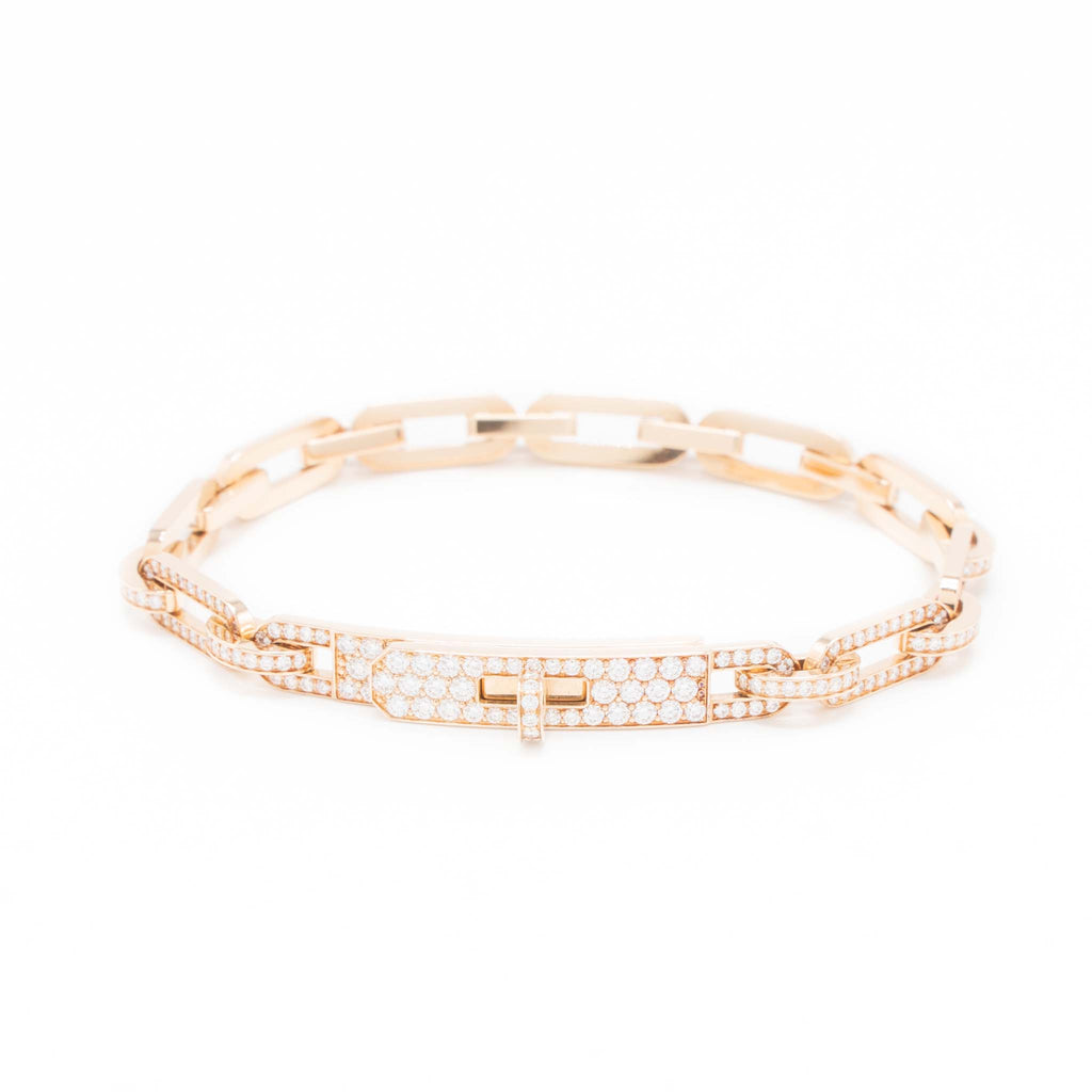 HERMES KELLY CHAIN BRACELET ROSE GOLD FULL DIAMONDS