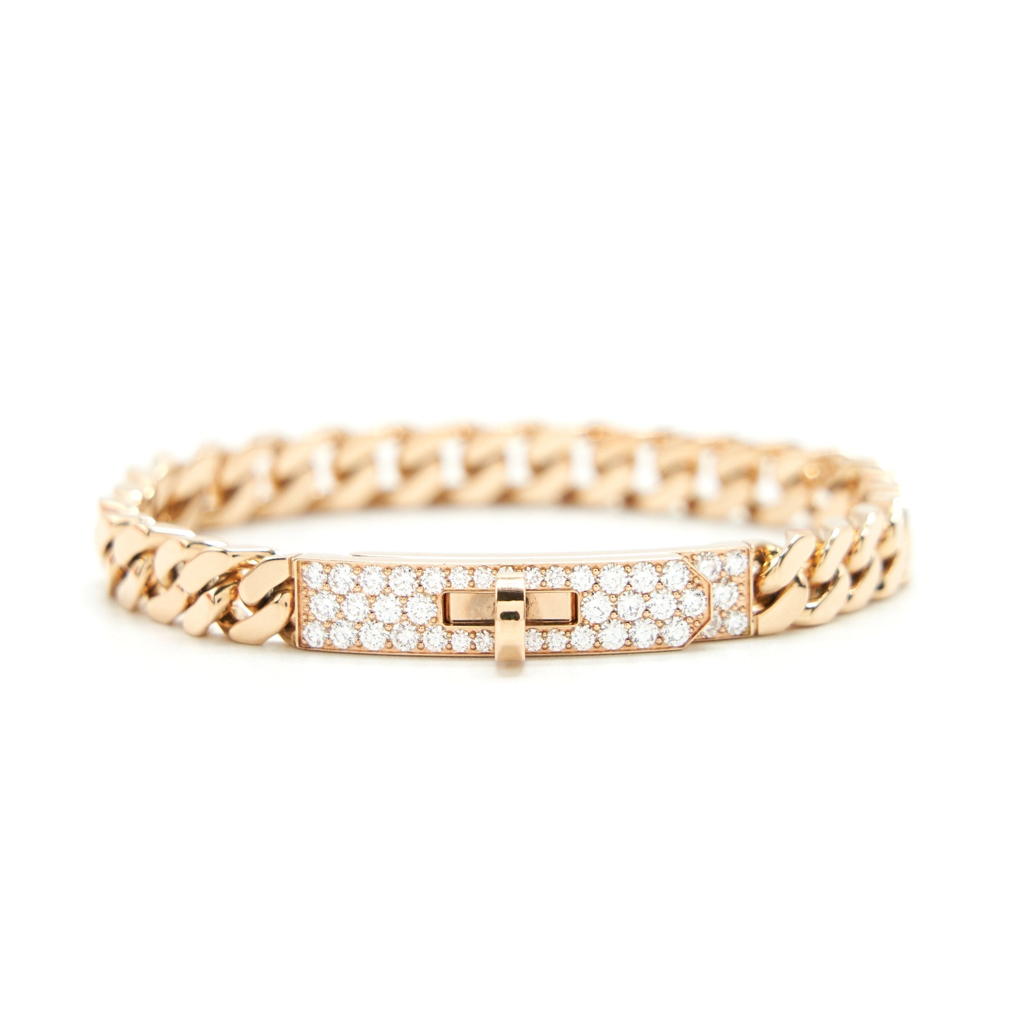 HERMES KELLY GOURMETTE BRACELET ROSE GOLD WITH DIAMONDS