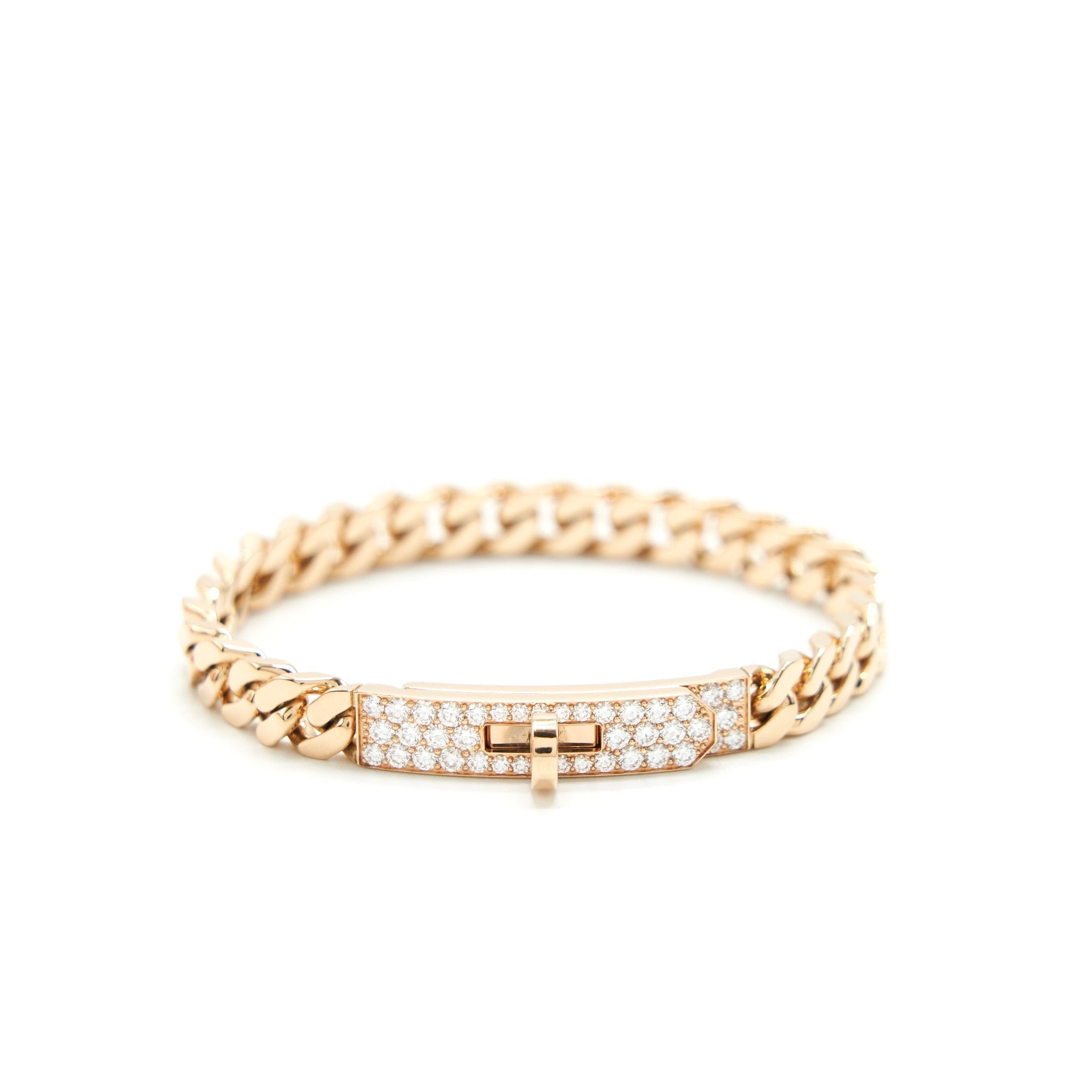 HERMES KELLY GOURMETTE BRACELET ROSE GOLD WITH DIAMONDS