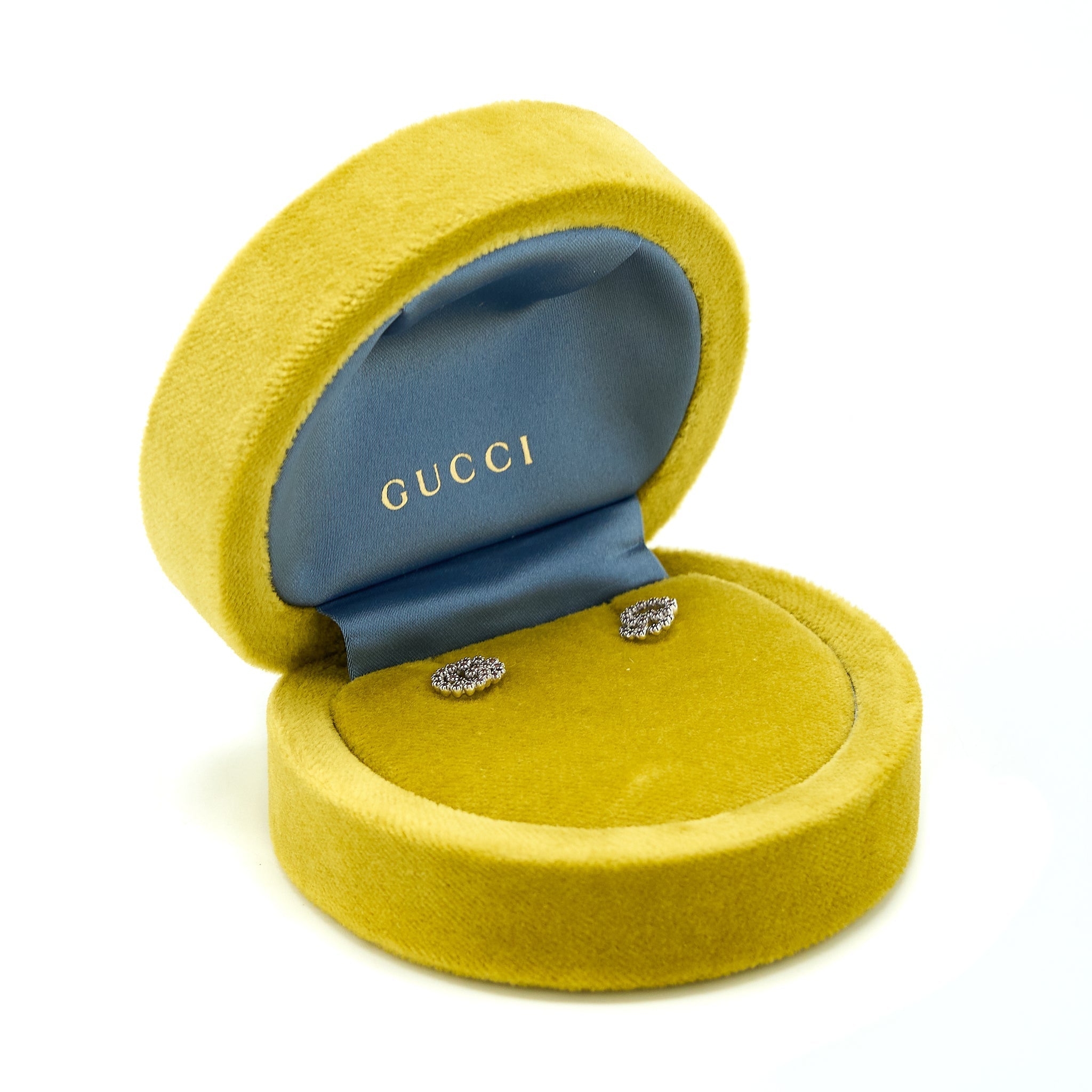 GUCCI GG RUNNING STUDS EARRINGS WHITE GOLD PINK
