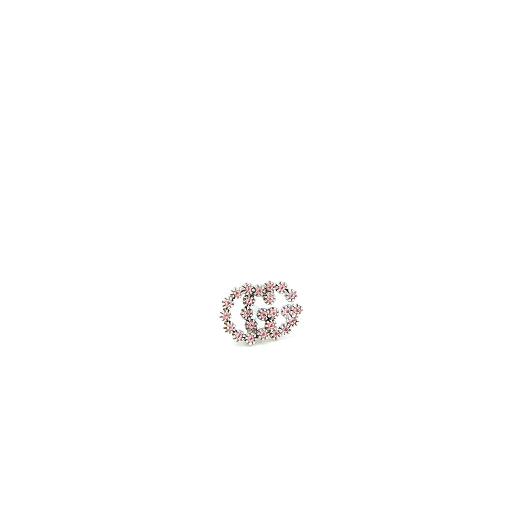 GUCCI GG RUNNING STUDS EARRINGS WHITE GOLD PINK