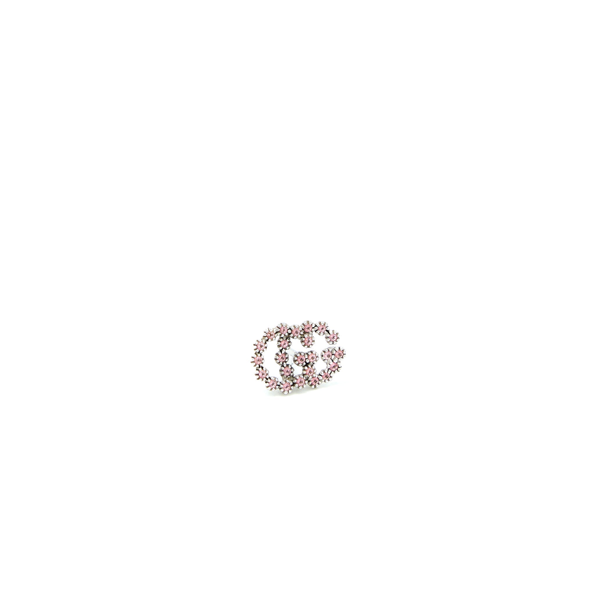 GUCCI GG RUNNING STUDS EARRINGS WHITE GOLD PINK