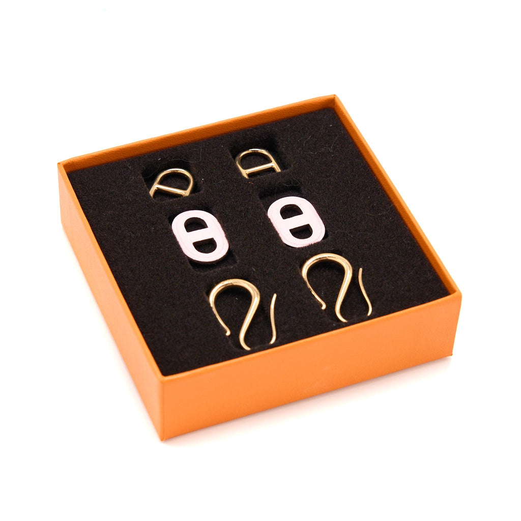 HERMES BOUCLES D'OREILLES EARRING MULTICOLOUR GOLD TONE