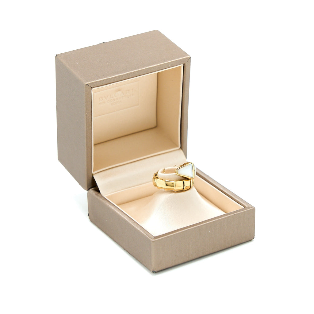 BVLGARI SERPENTI VIPER RING MOTHER OF PEARL YELLOW GOLD