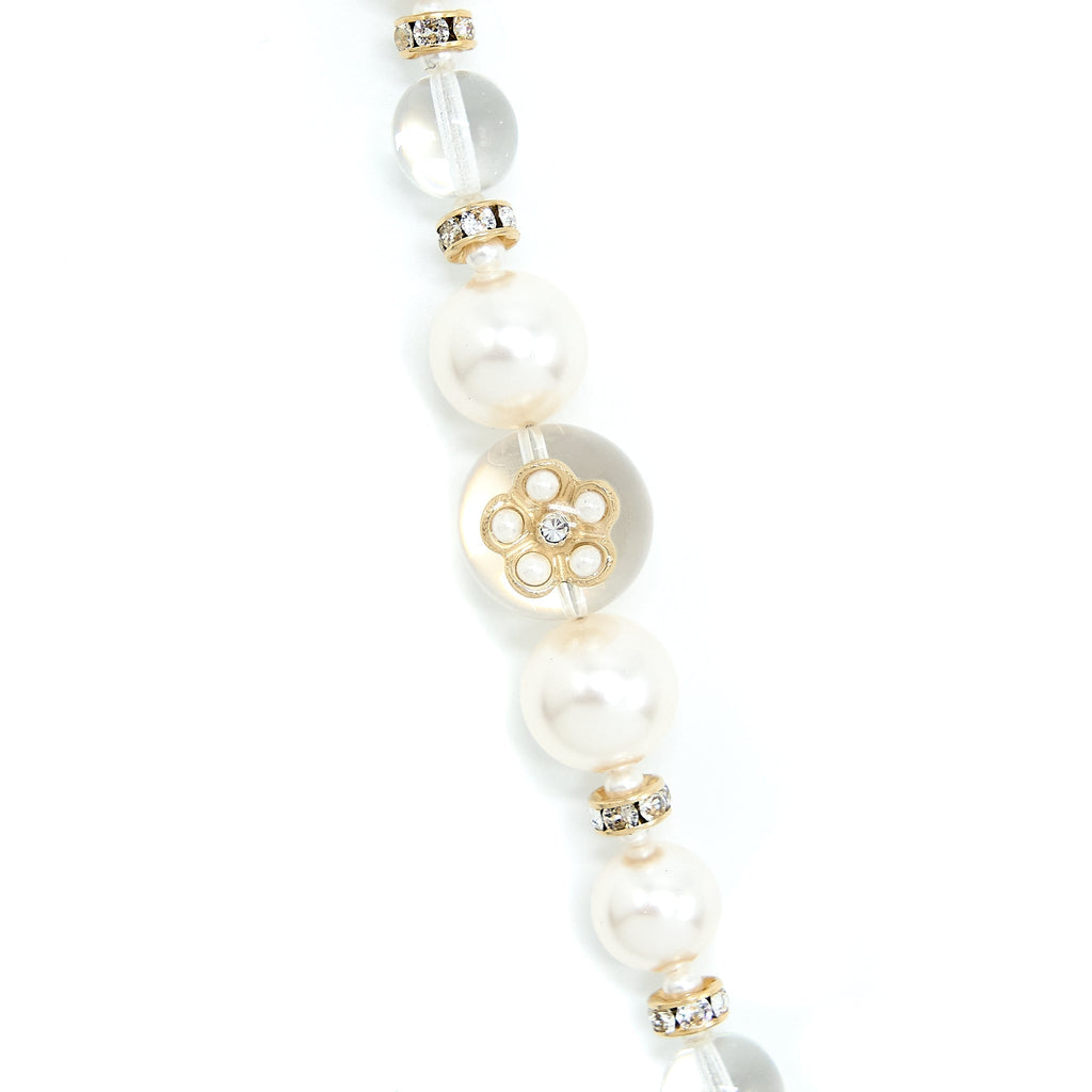 CHANEL CC LOGO NECKLACE CRYSTAL/PEARL/ARCYLIC STRASS LIGHT GOLD TONE