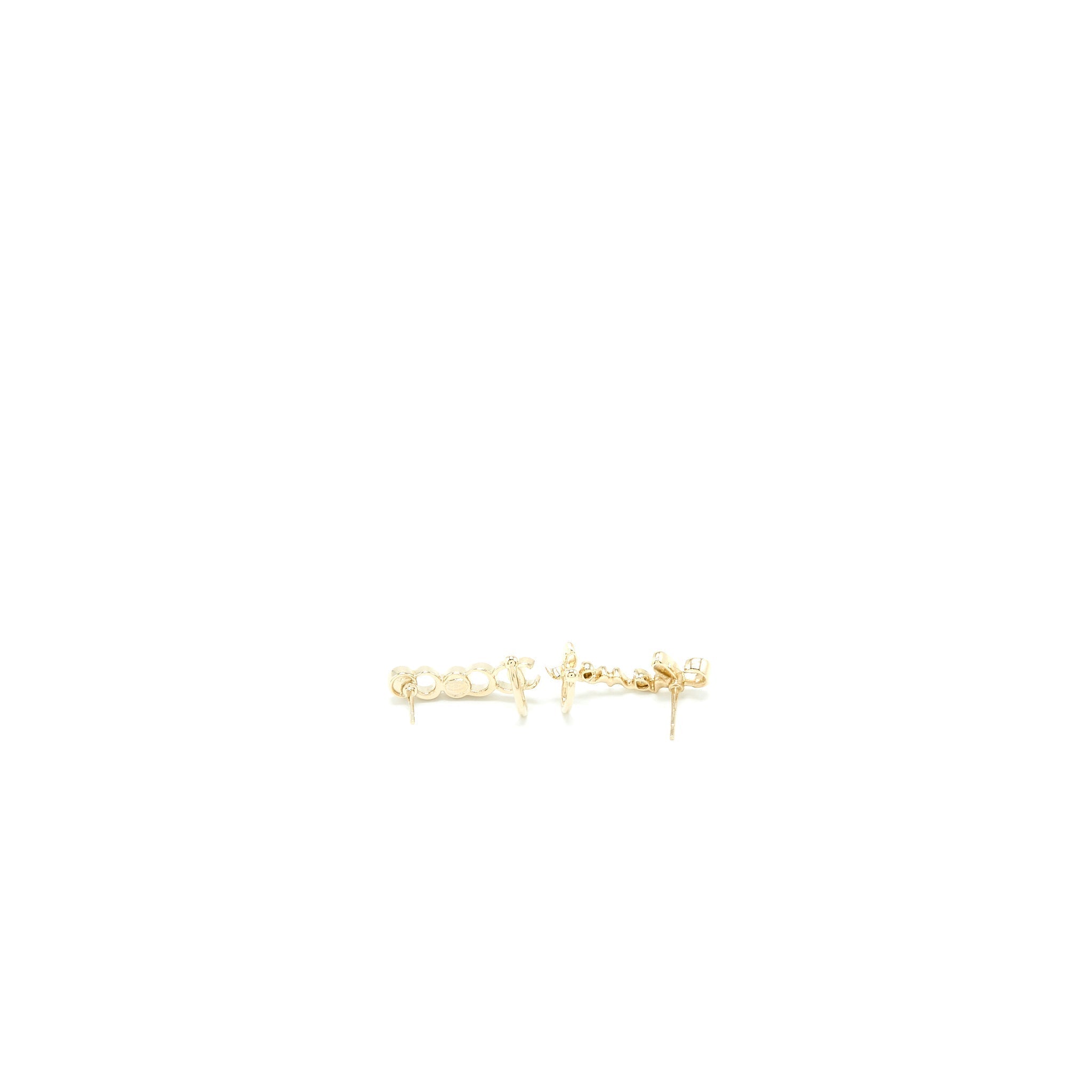 CHANEL COCO CHANEL LETTER EARRINGS CRYSTAL LIGHT GOLD TONE