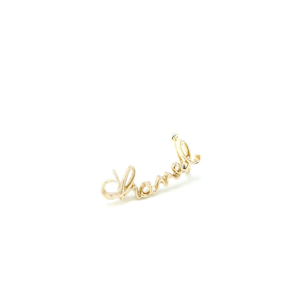 CHANEL COCO CHANEL LETTER EARRINGS CRYSTAL LIGHT GOLD TONE