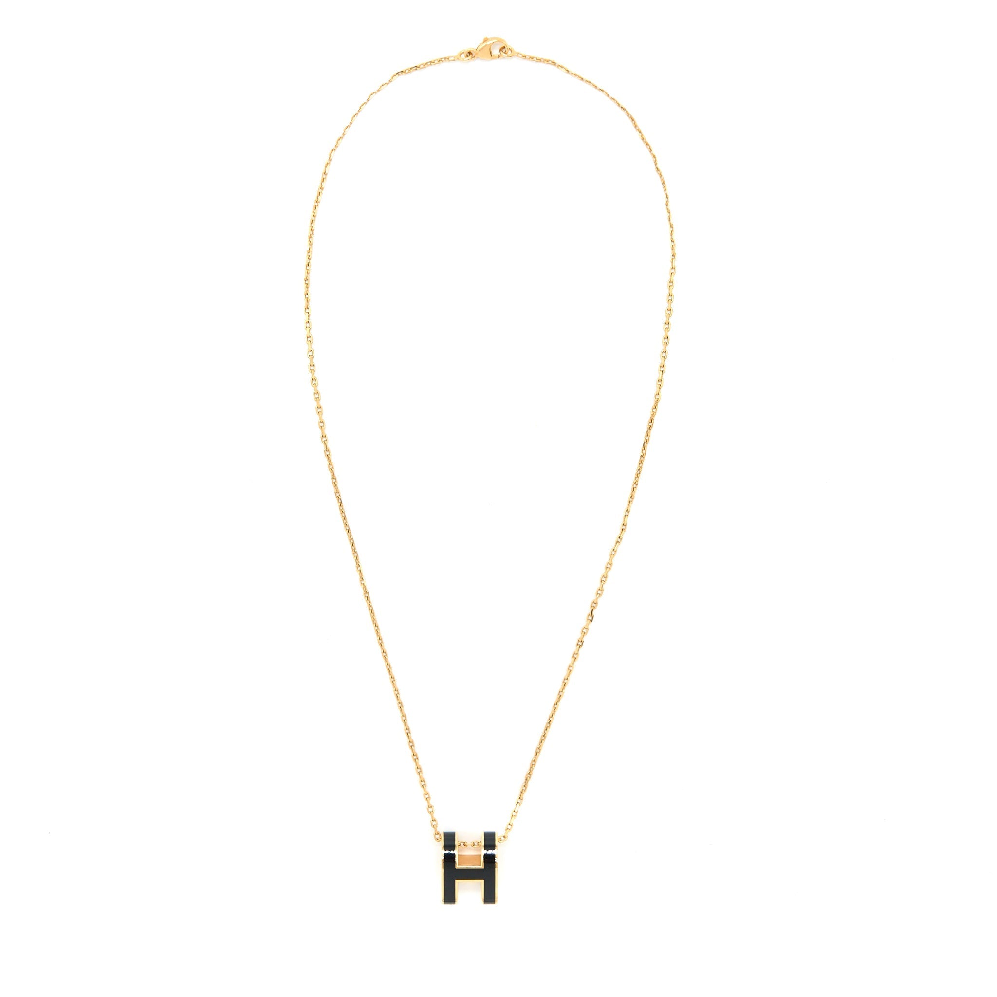 HERMES POP H PENDANT BLACK GOLD TONE