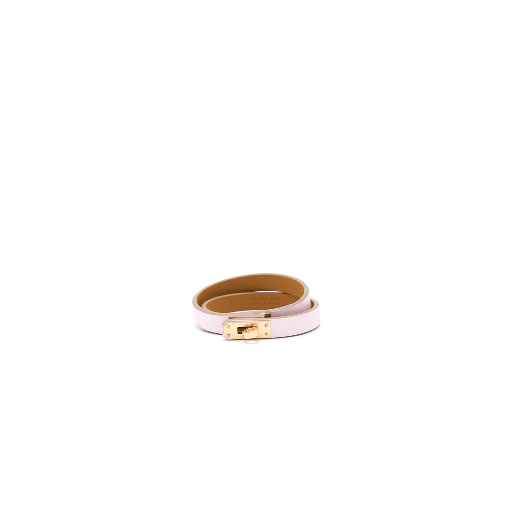 HERMES SIZE T2 MINI KELLY BRACELET SWIFT MAUVE PALE GOLD TONE STAMP U