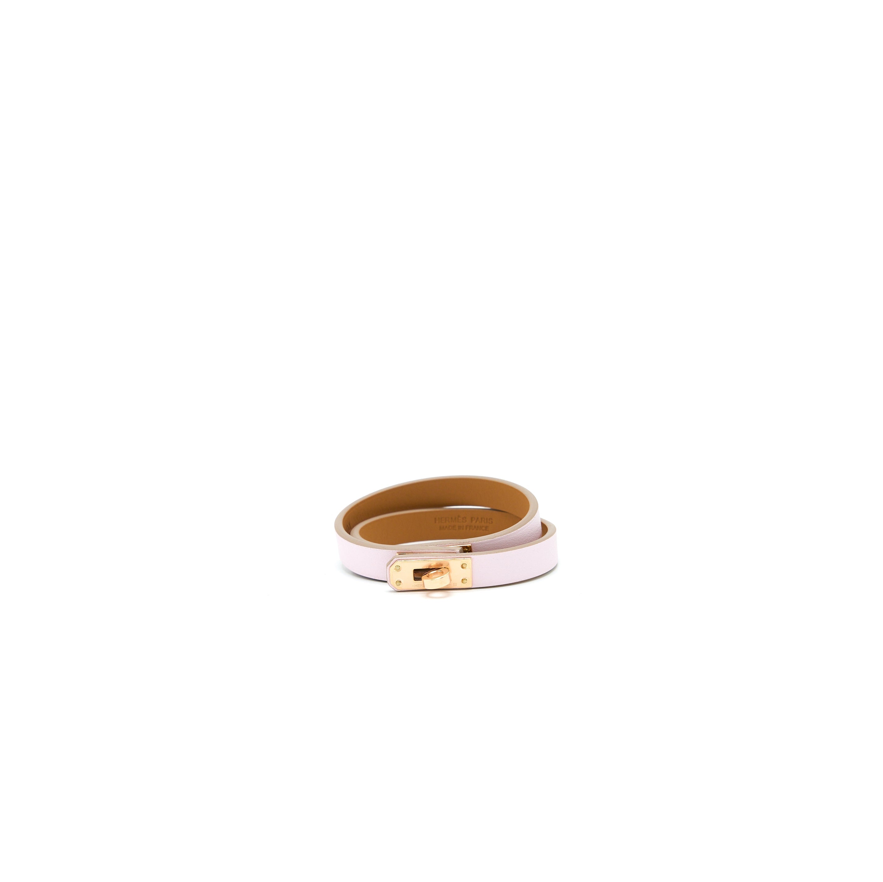 HERMES SIZE T2 MINI KELLY BRACELET SWIFT MAUVE PALE GOLD TONE STAMP U