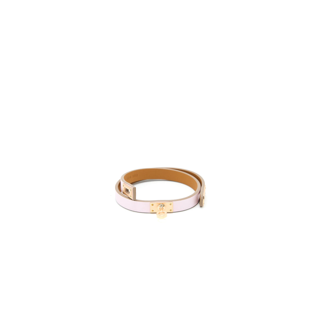 HERMES SIZE T2 MINI KELLY BRACELET SWIFT MAUVE PALE GOLD TONE STAMP U
