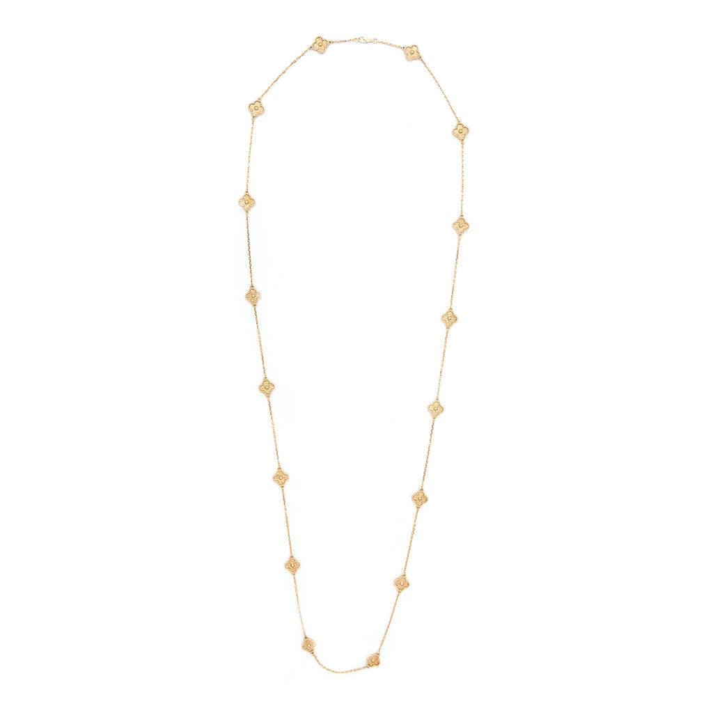 VAN CLEEF & ARPELS SWEET ALHAMBRA 16 MOTIF LONG NECKLACE ROSE GOLD