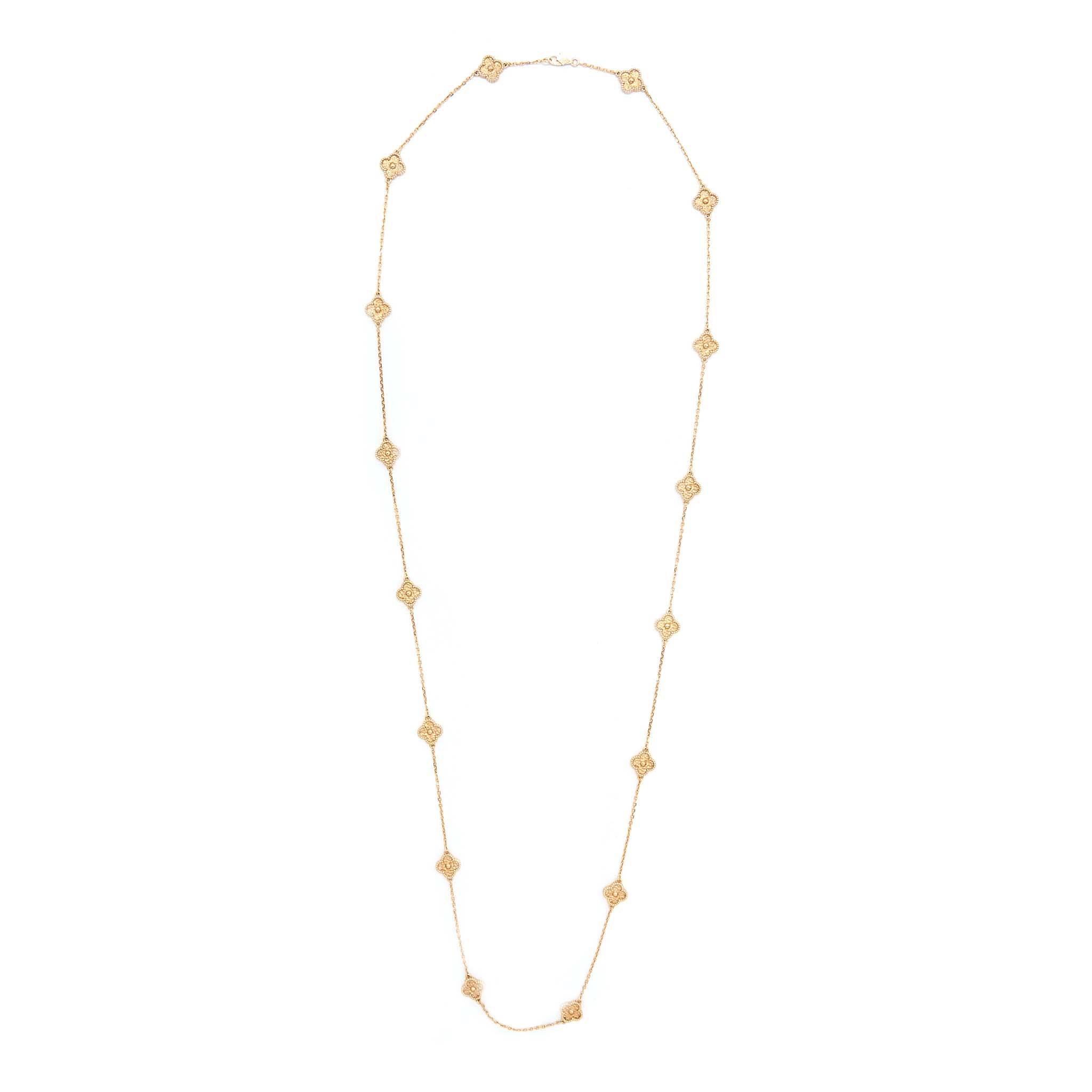 VAN CLEEF & ARPELS SWEET ALHAMBRA 16 MOTIF LONG NECKLACE ROSE GOLD