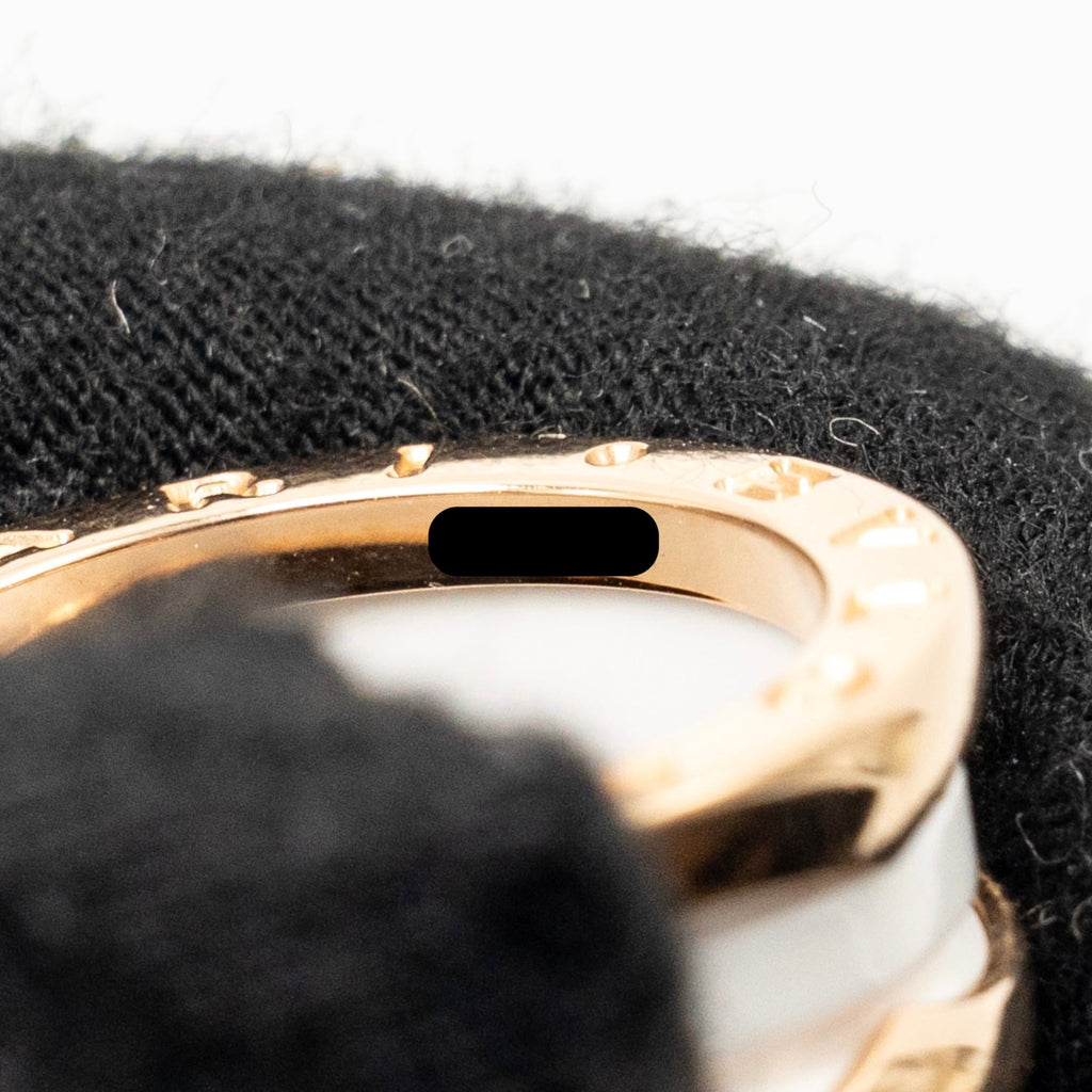 BVLGARI B ZERO RING TWO-BAND 18K ROSE GOLD / WHITE CERAMIC SPIRAL