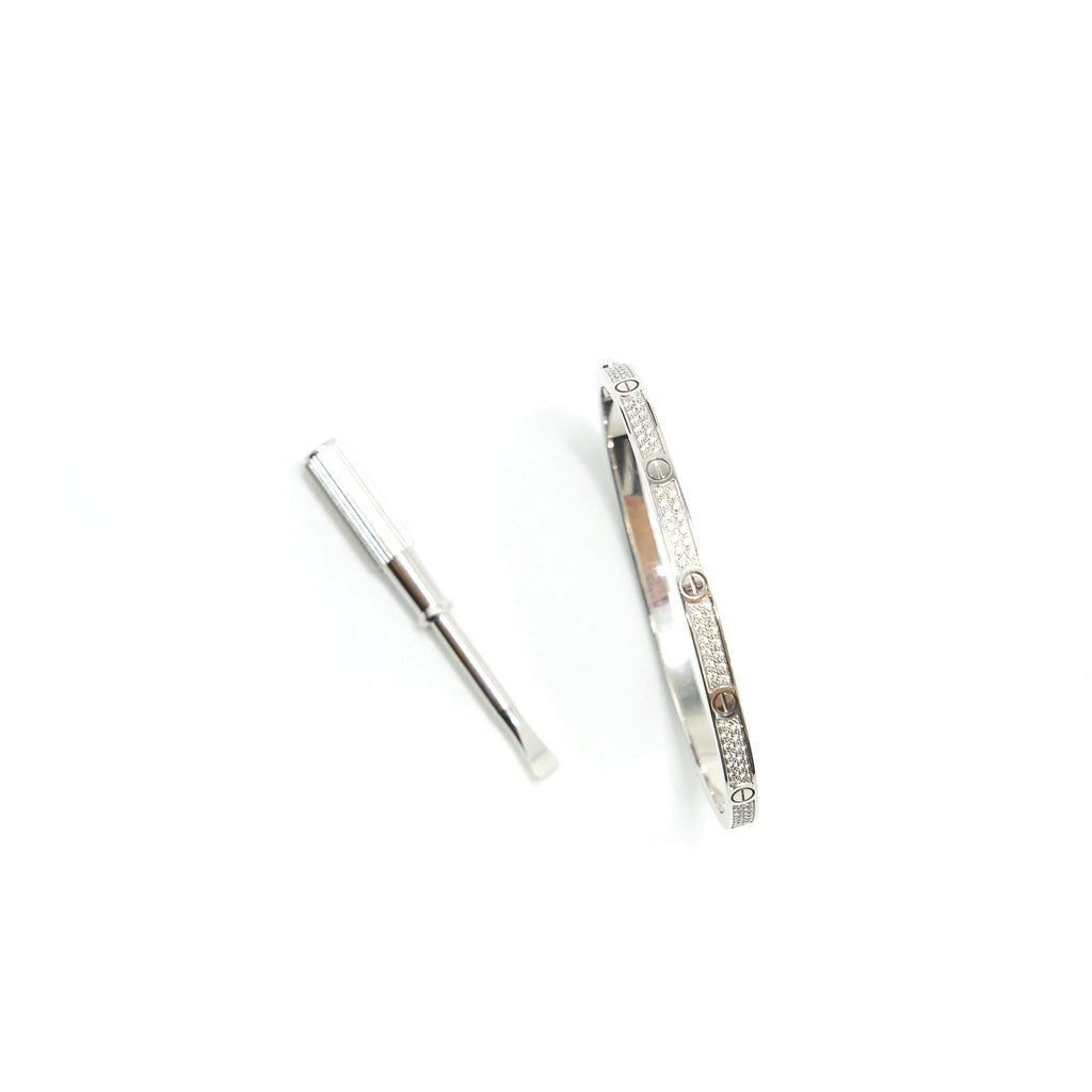 CARTIER LOVE BRACELET, SMALL MODE PAVED WHITE GOLD WITH DIAMONDS