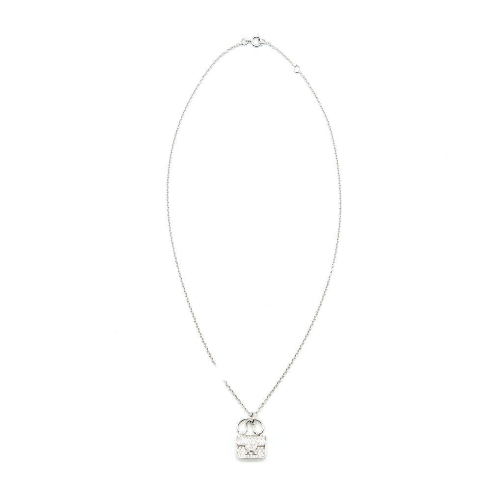HERMES CONSTANCE AMULETTE NECKLACE WHITE GOLD WITH DIAMOND